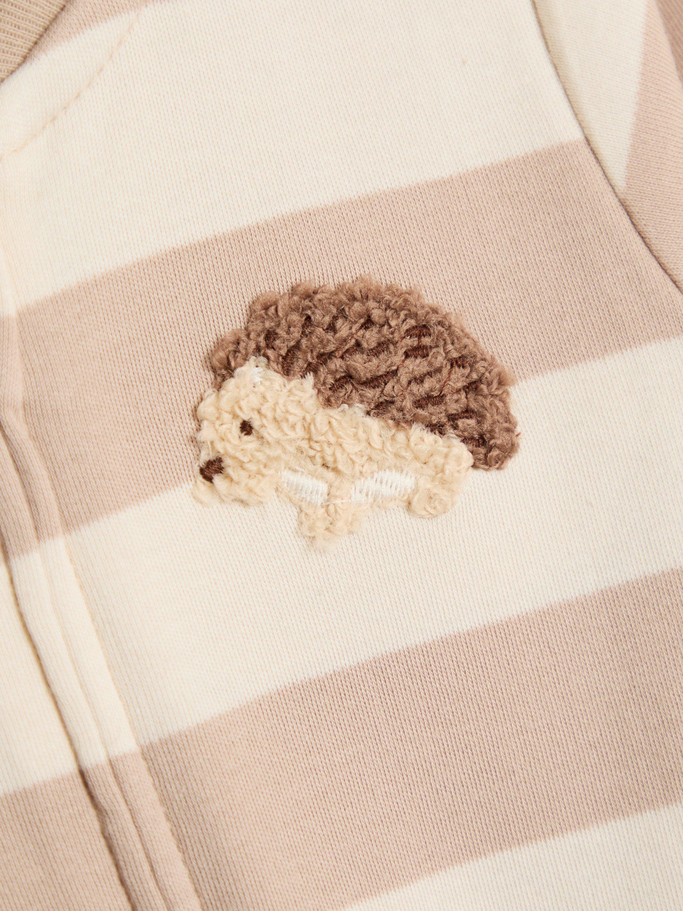 Baby Hedgehog Stripe Footed Sleepsuit, Brown