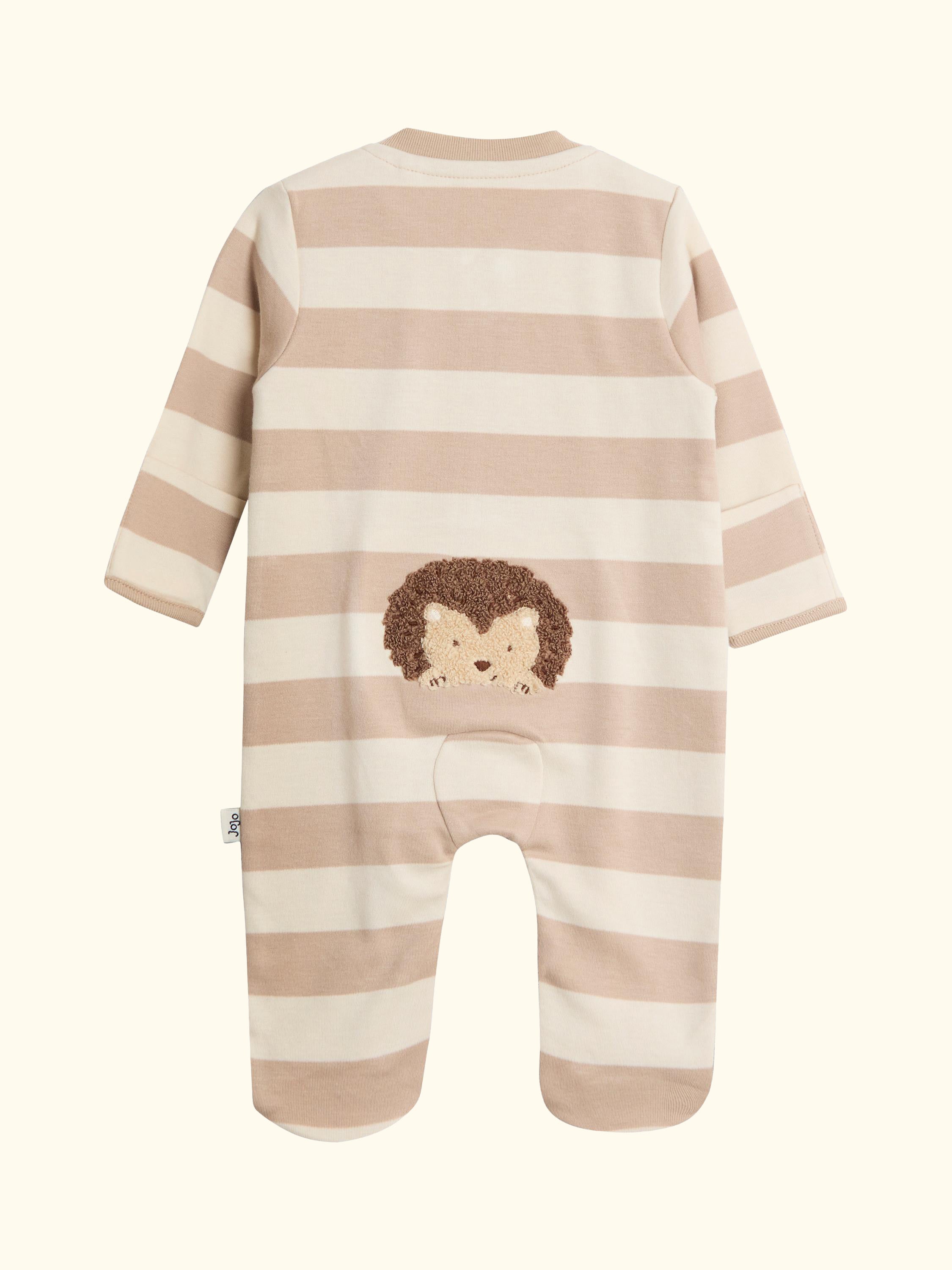 Baby Hedgehog Stripe Footed Sleepsuit, Brown