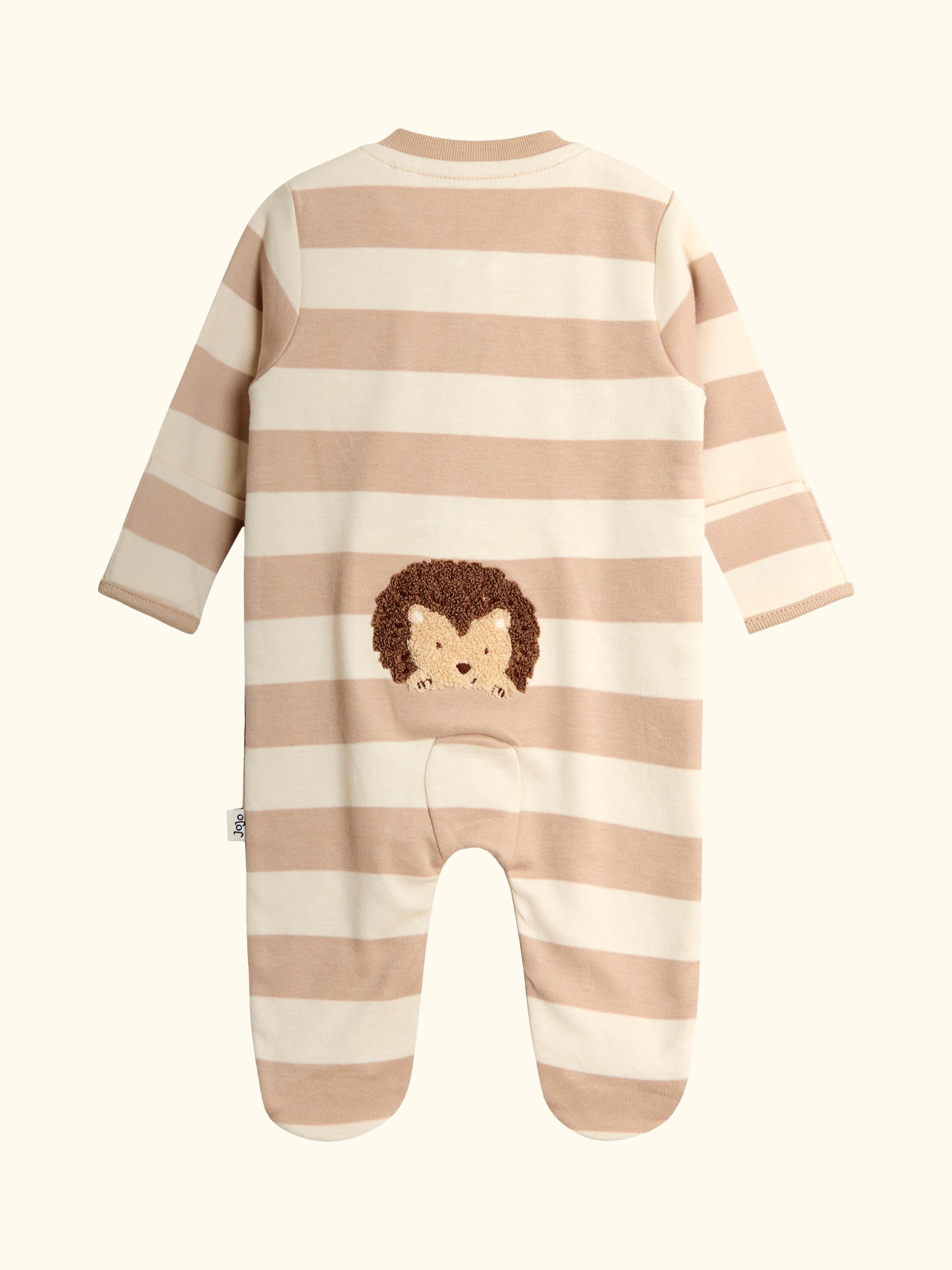 Baby Hedgehog Stripe Footed Sleepsuit, Brown