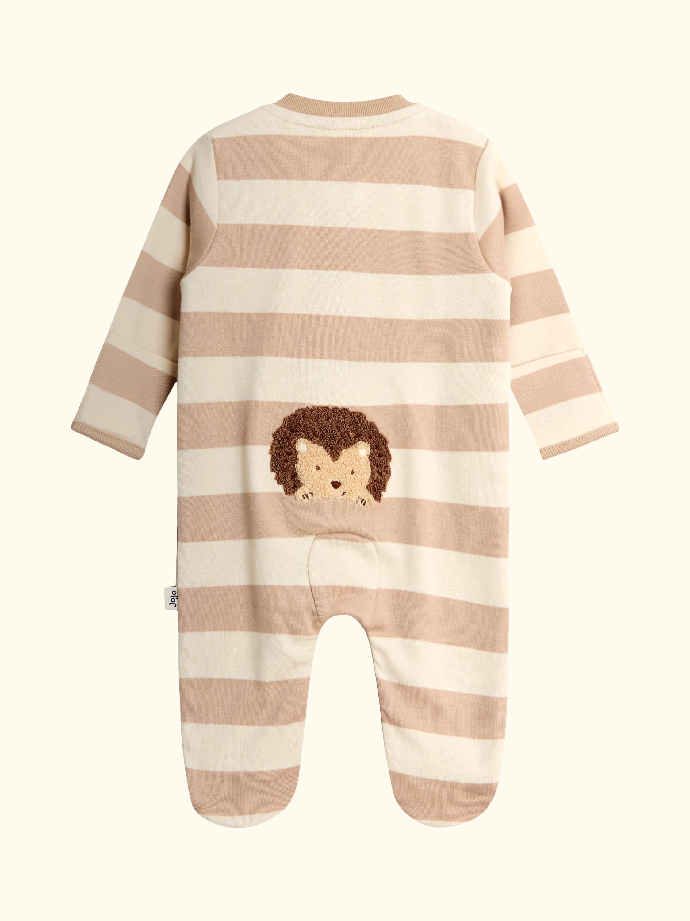 Baby Hedgehog Stripe Footed Sleepsuit, Brown