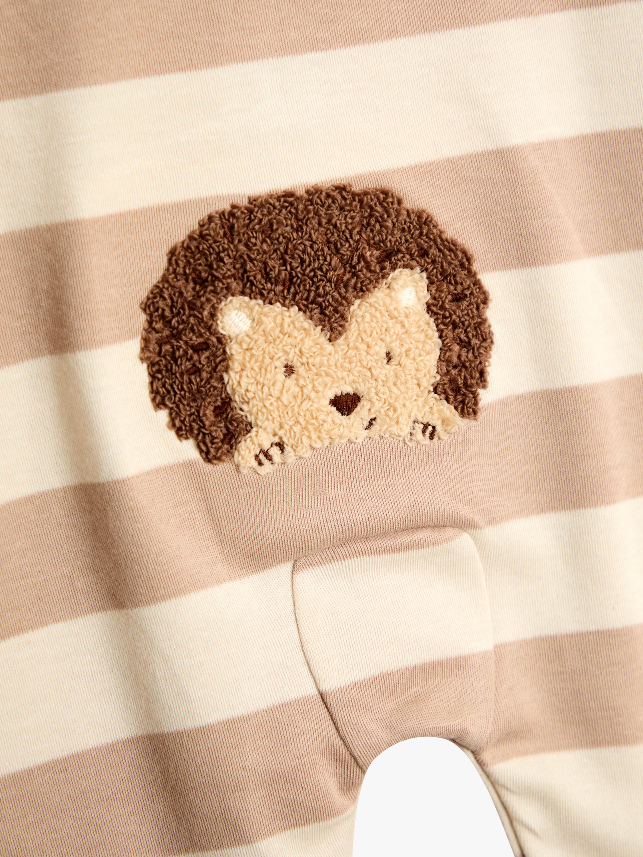 Baby Hedgehog Stripe Footed Sleepsuit, Brown