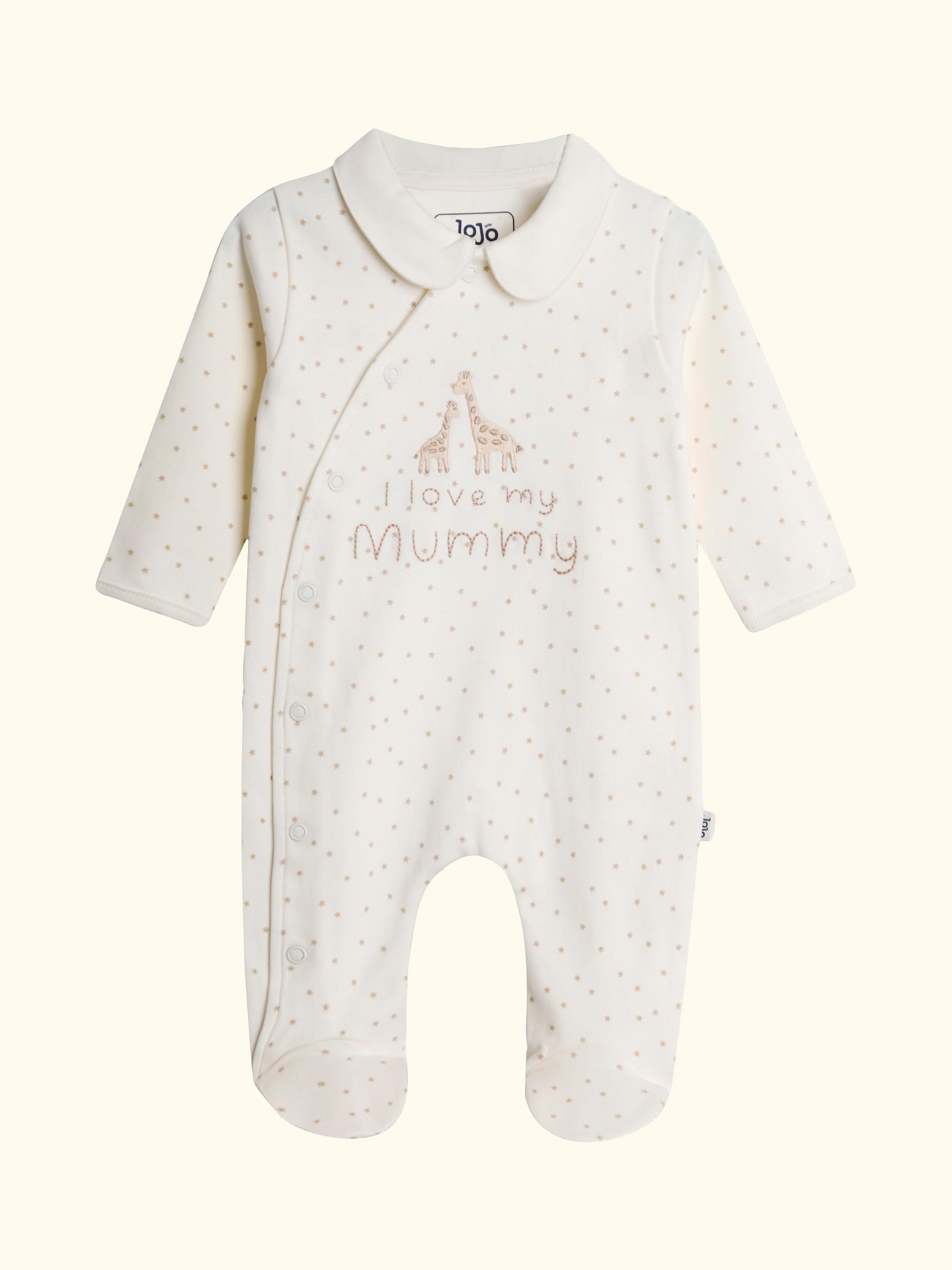 Baby I Love Mummy Footed Sleepsuit, Cream