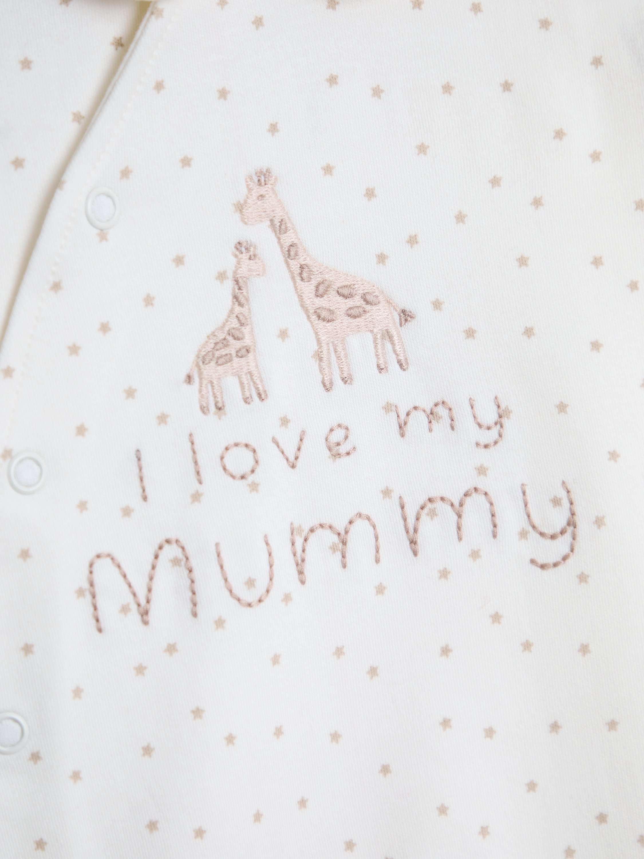 Baby I Love Mummy Footed Sleepsuit, Cream
