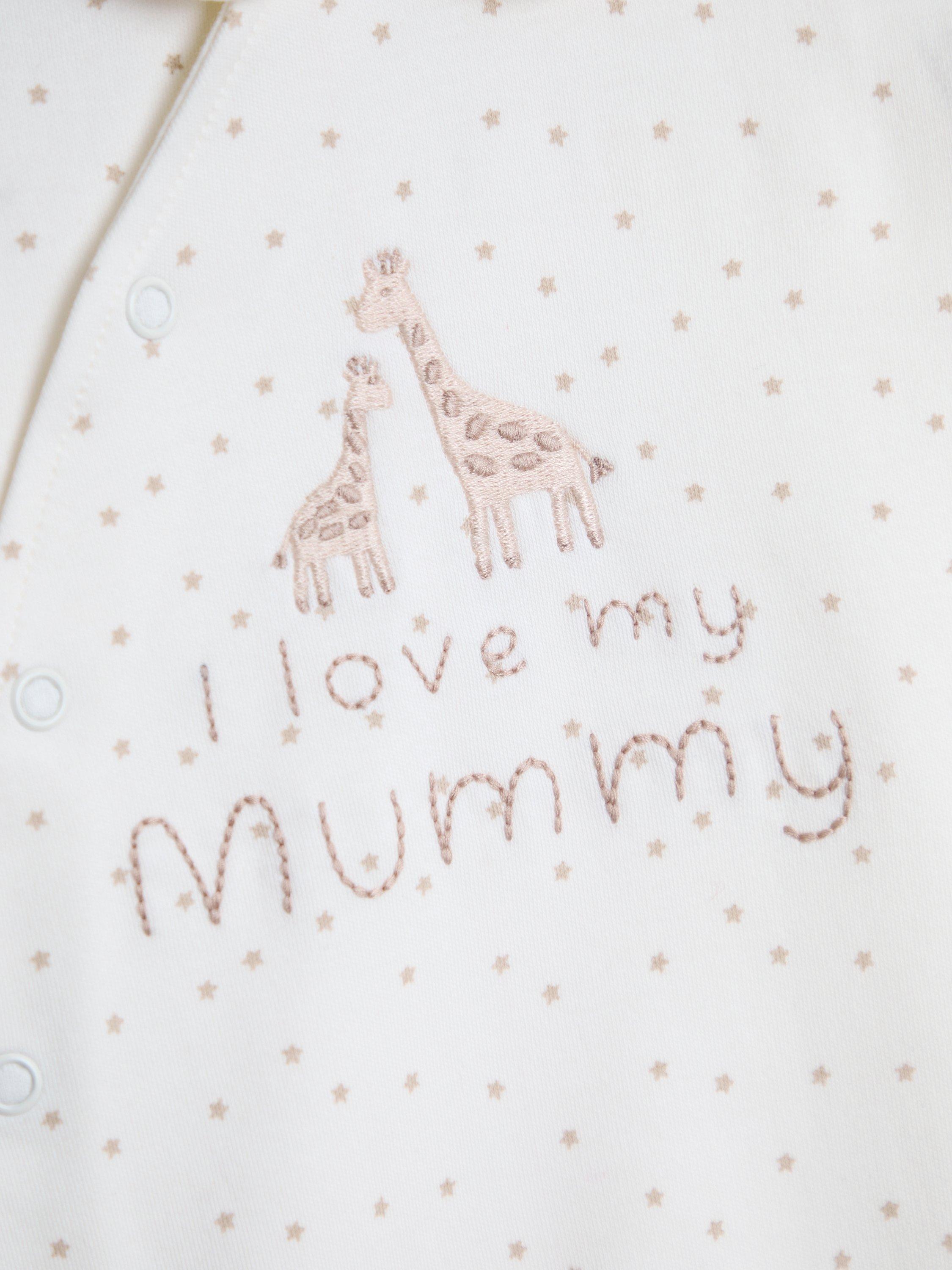 Baby I Love Mummy Footed Sleepsuit, Cream