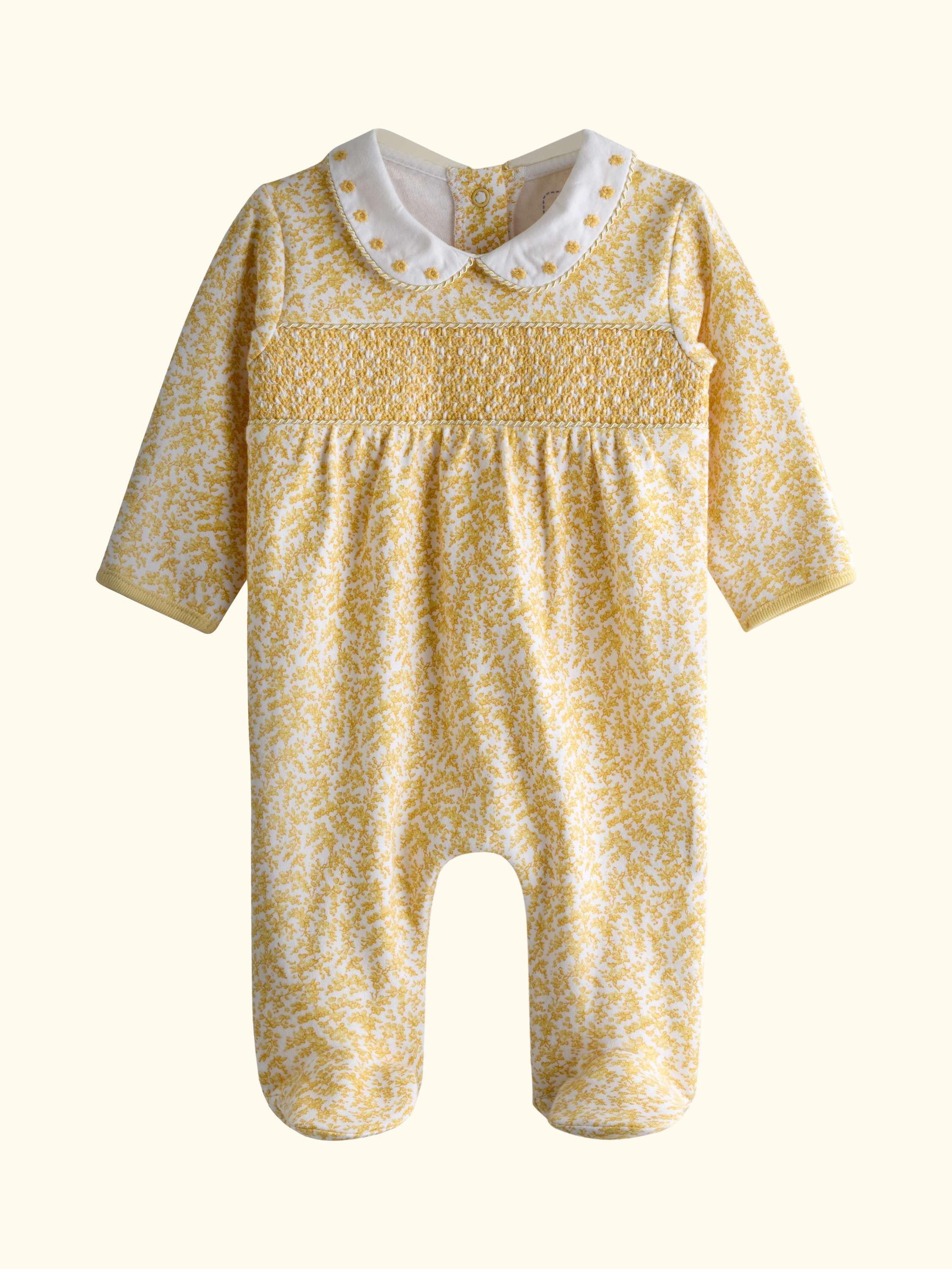 Baby Smocked Sleepsuit, Yellow