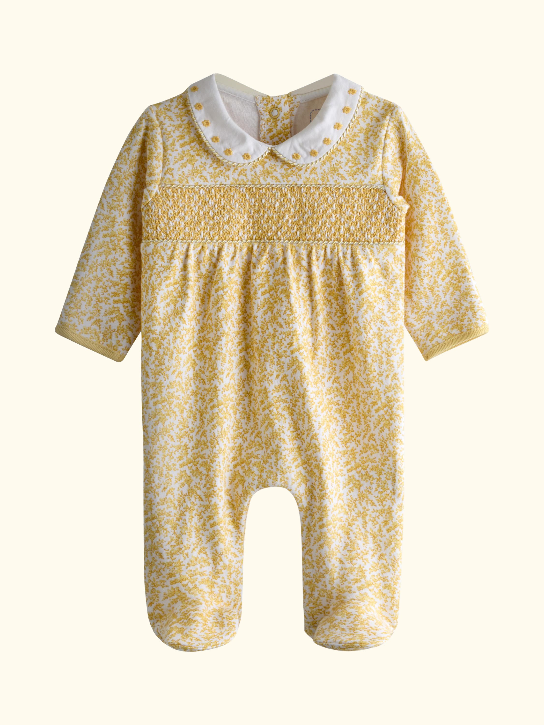 Baby Smocked Sleepsuit, Yellow