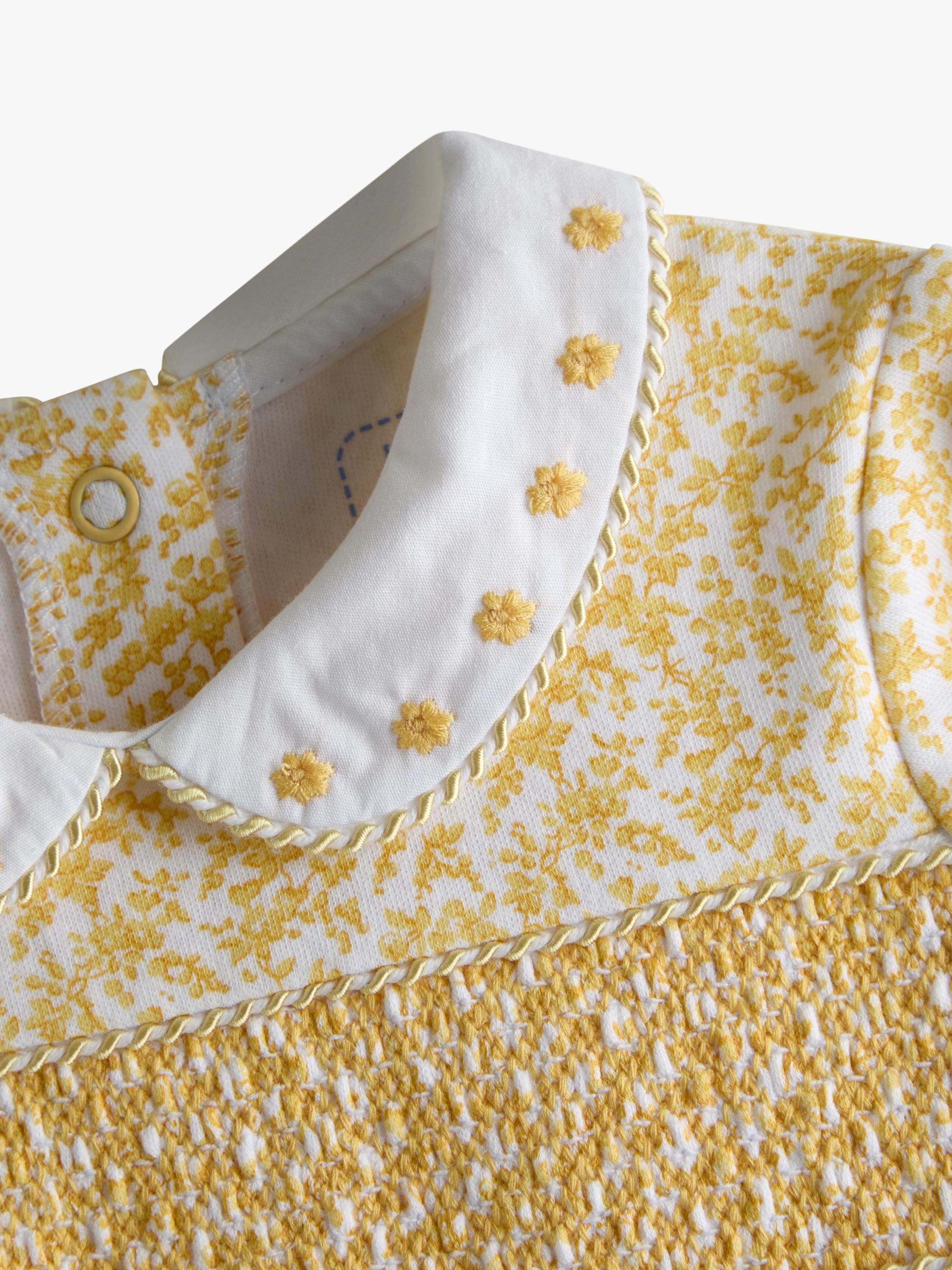 Baby Smocked Sleepsuit, Yellow