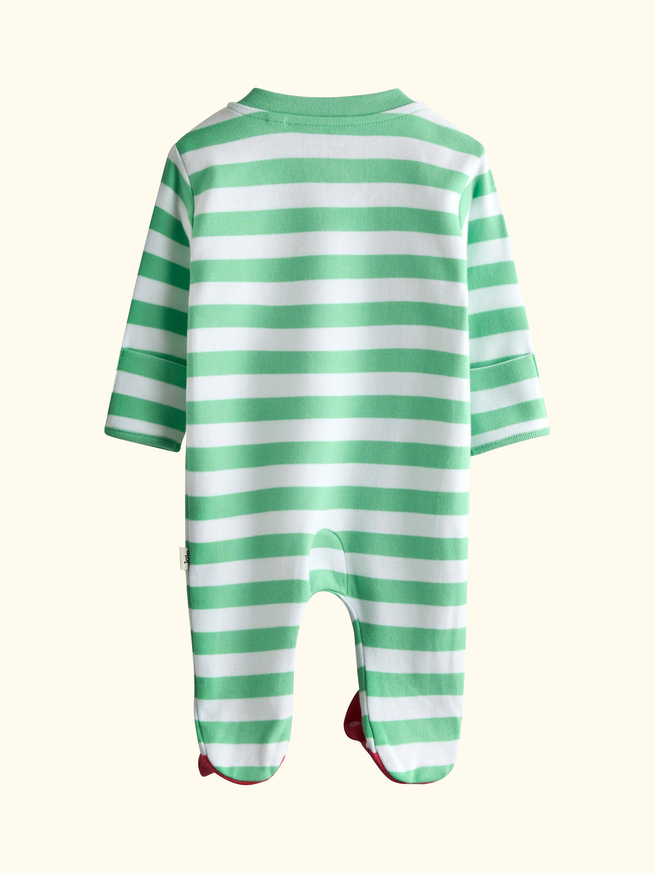 Baby Tomato Appliqué Cotton Footed Zip Sleepsuit, Green