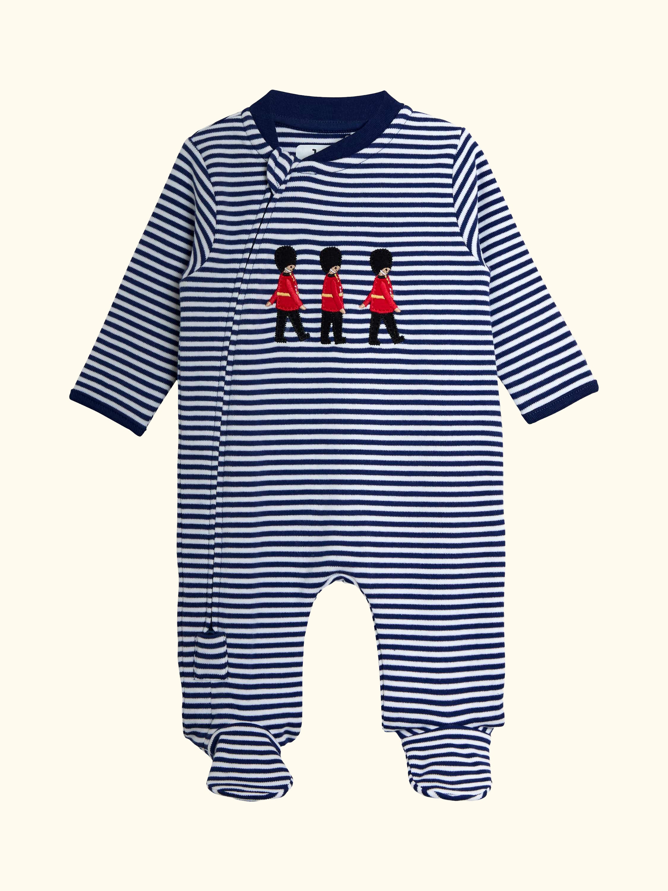 Baby Soldier Striped Footed Sleepsuit, Navy