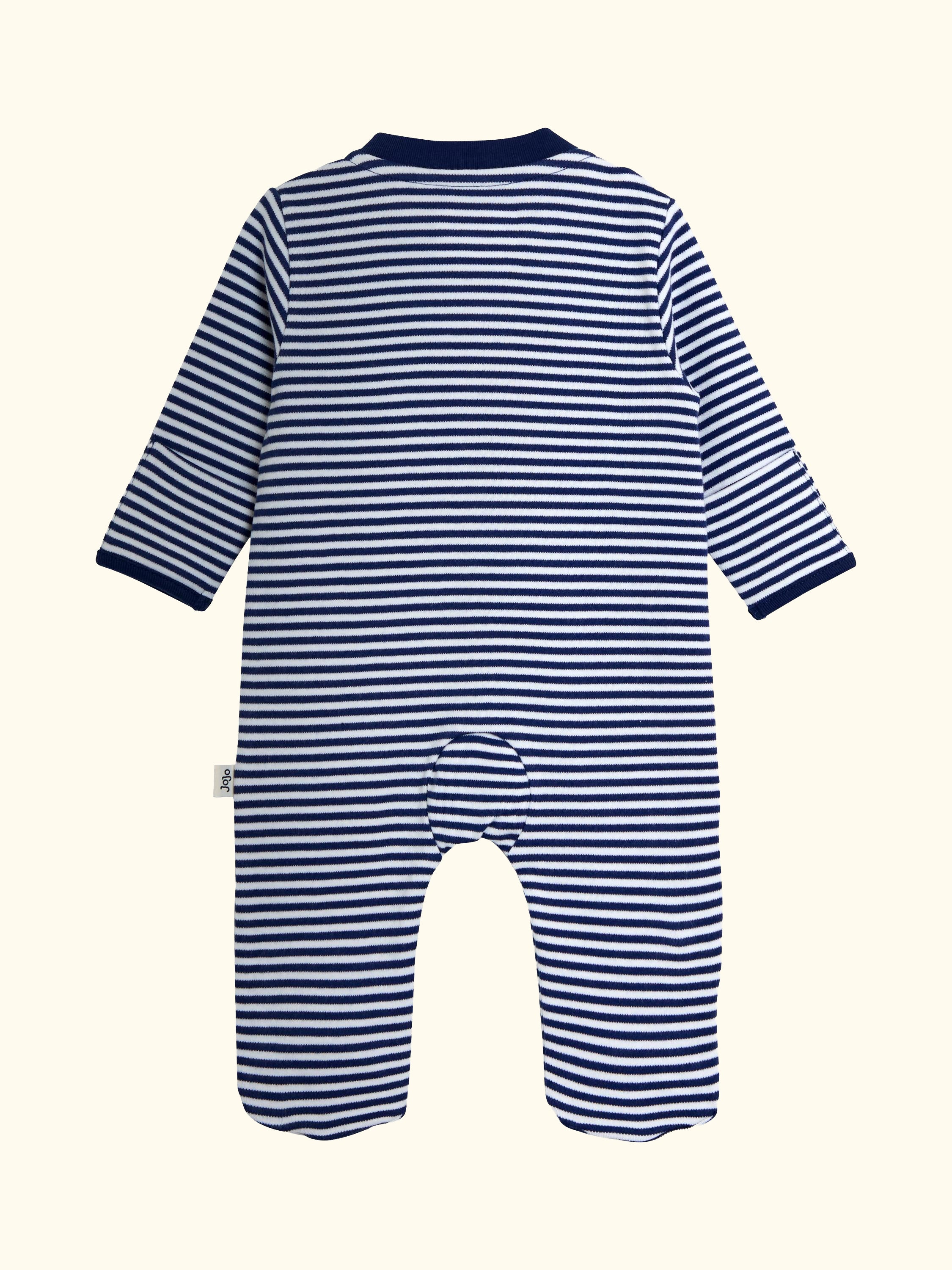 Baby Soldier Striped Footed Sleepsuit, Navy
