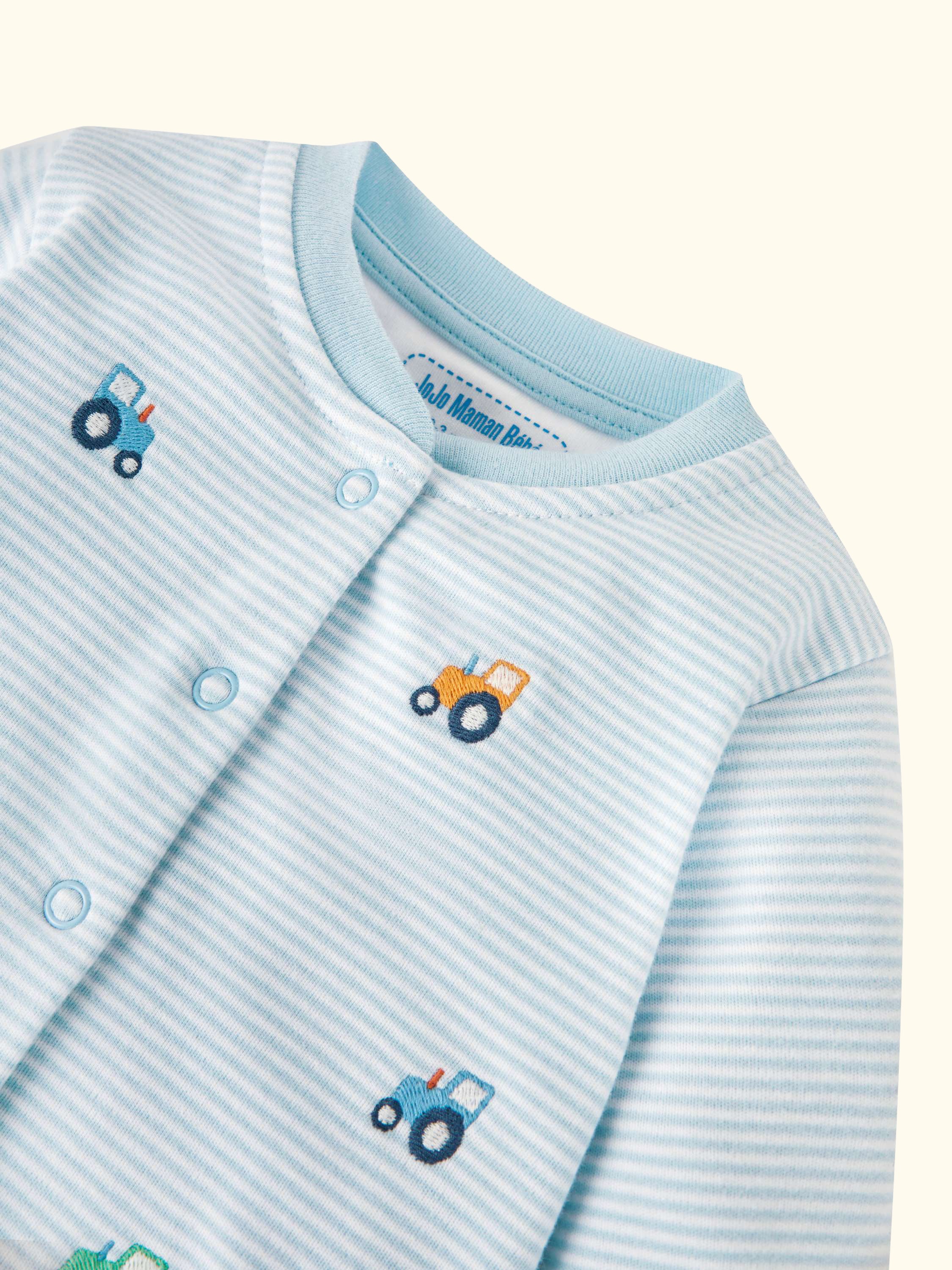 Baby Tractor Embroidered Sleepsuit, Blue
