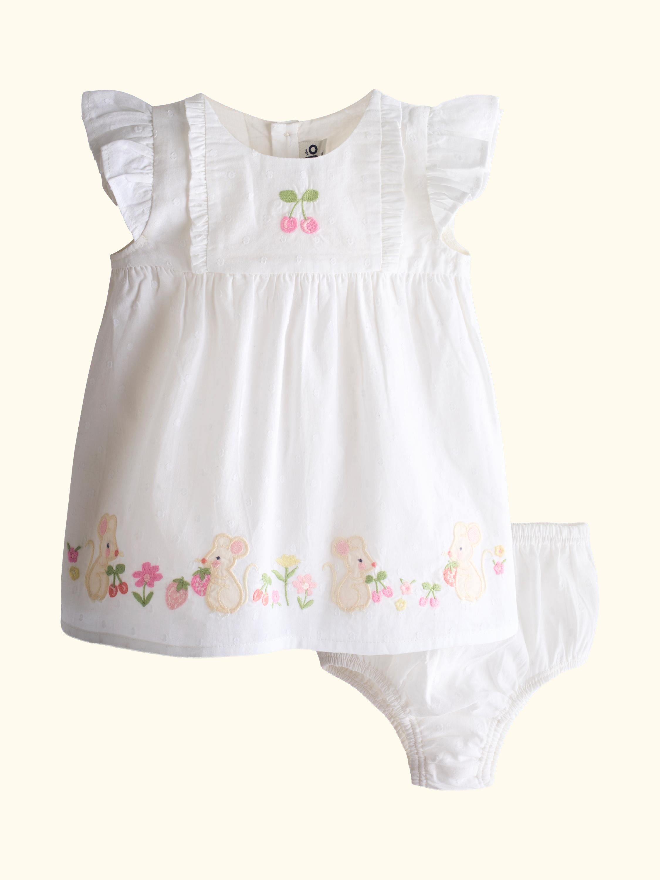 Baby Button Up Dress Set, Pure White