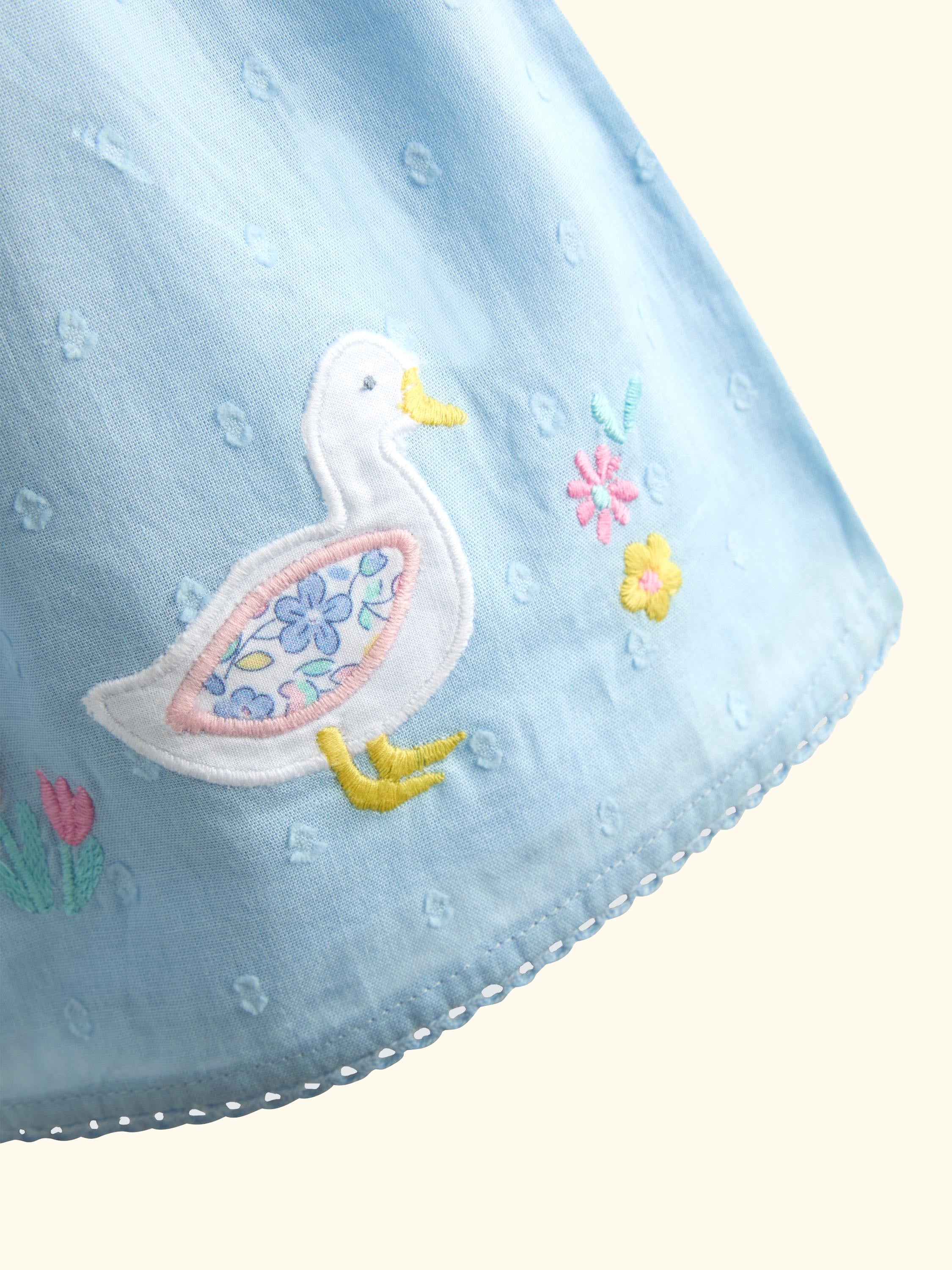 Baby Duck Appliqué Baby Dress, Mid Blue