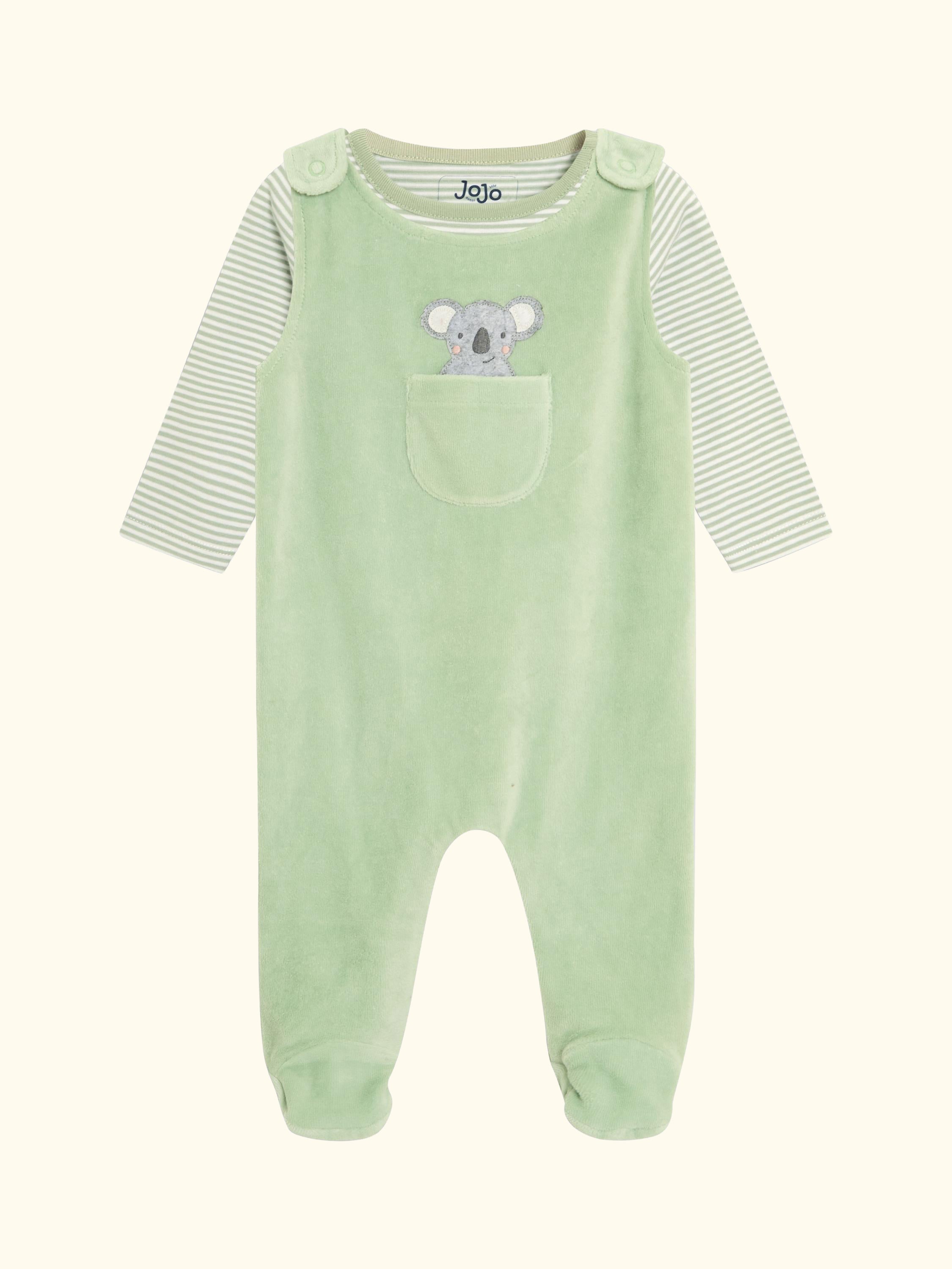 Baby Footed Dungarees & Bodysuit Set, Green