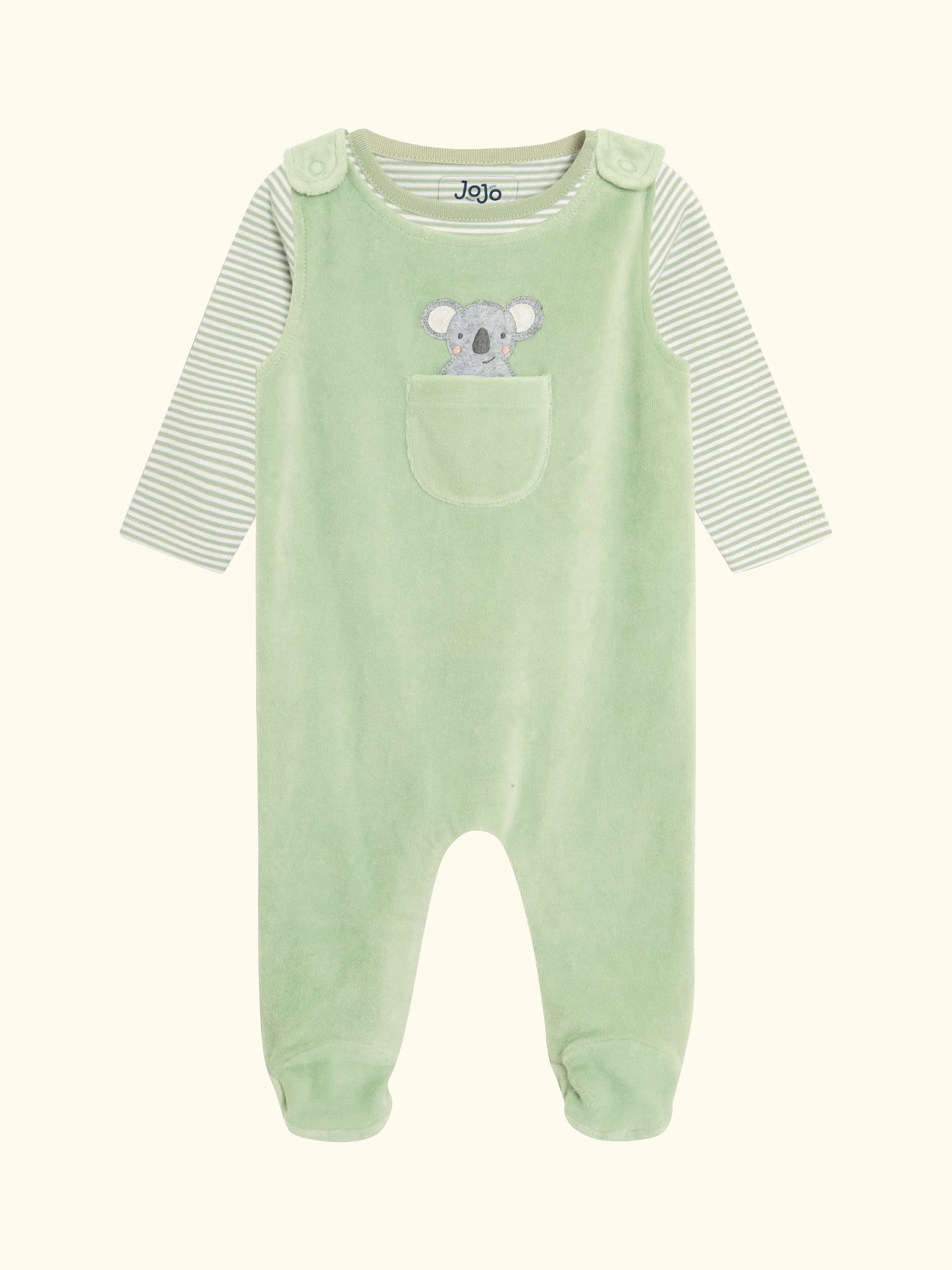 Baby Footed Dungarees & Bodysuit Set, Green