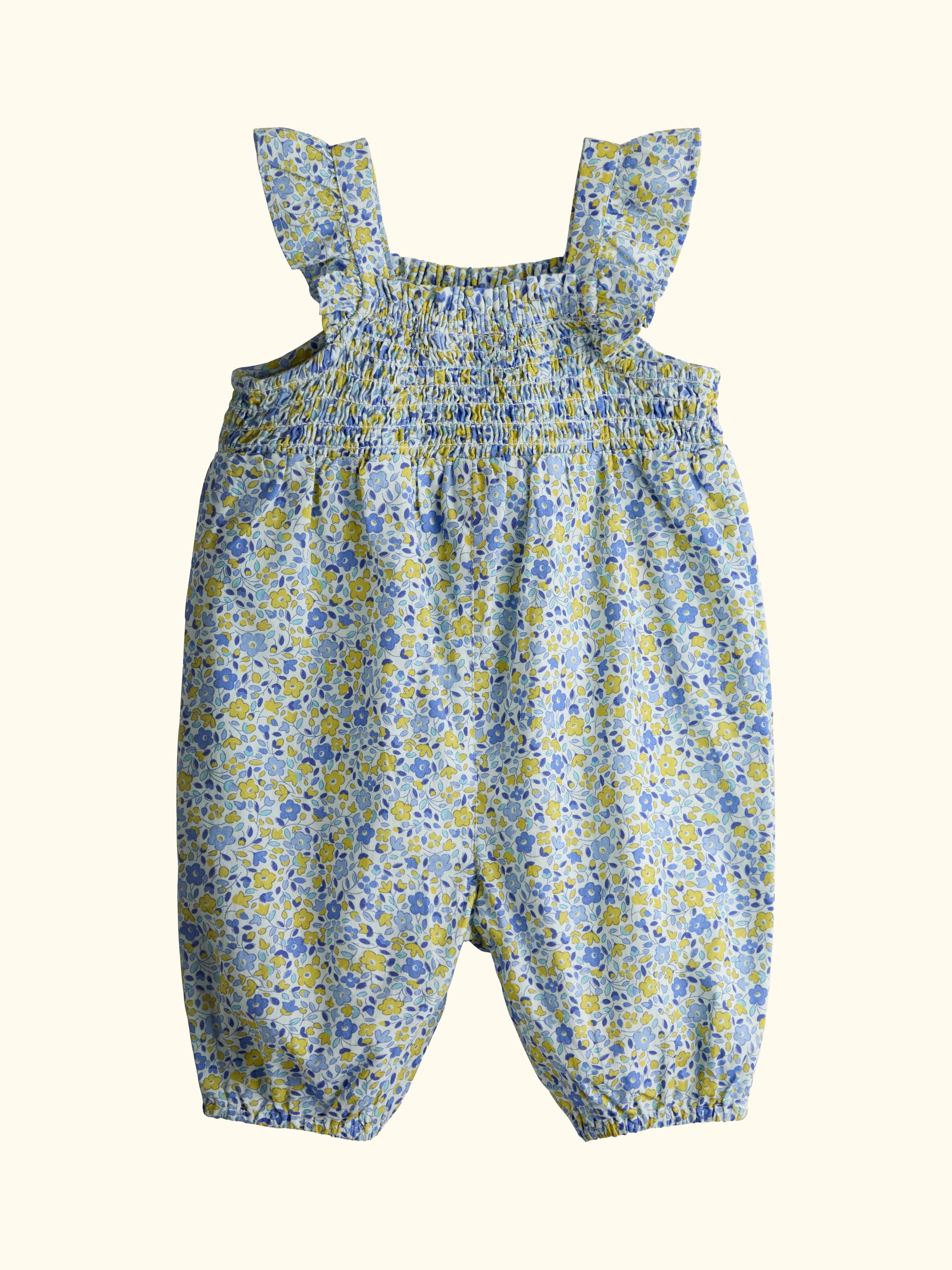 Baby Ditsy Floral Dungarees, T-Shirt & Headband Set, Mid Blue
