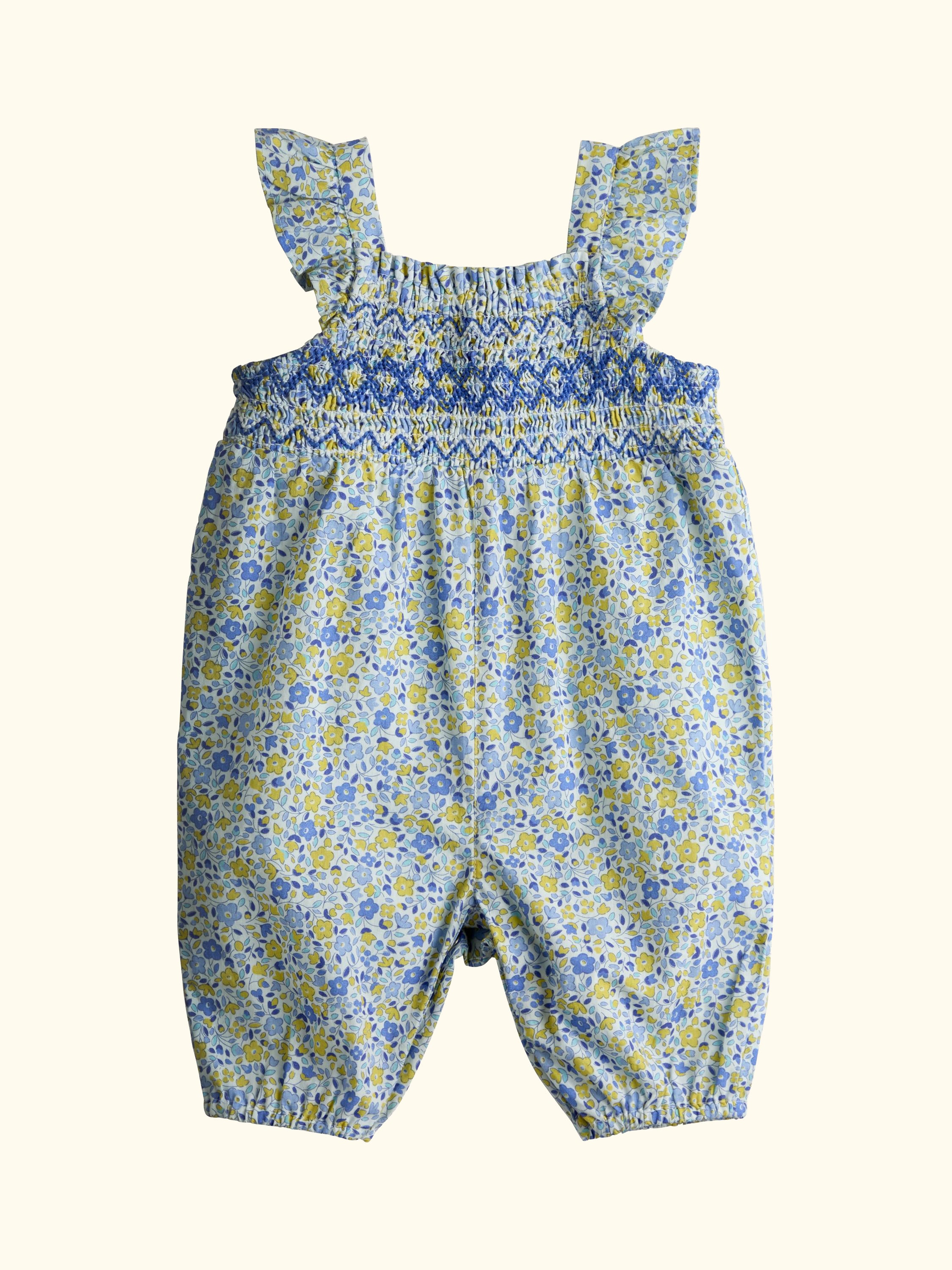 Baby Ditsy Floral Dungarees, T-Shirt & Headband Set, Mid Blue
