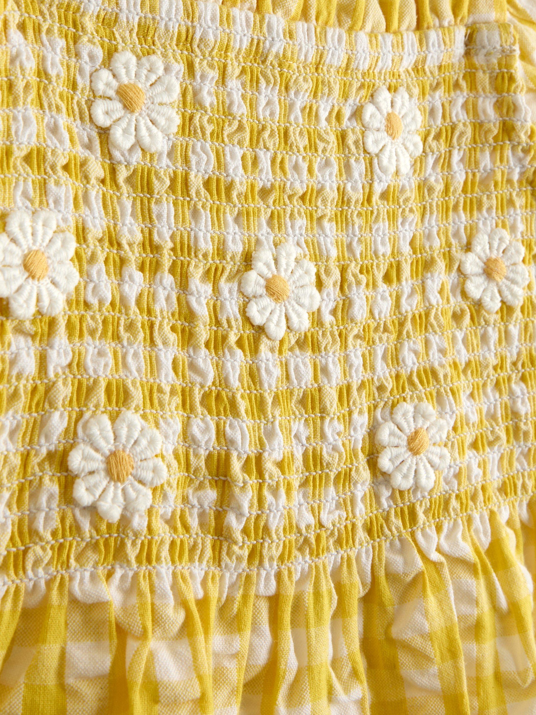 Baby Smocked Dungarees, T-Shirt & Headband Set, Light Yellow