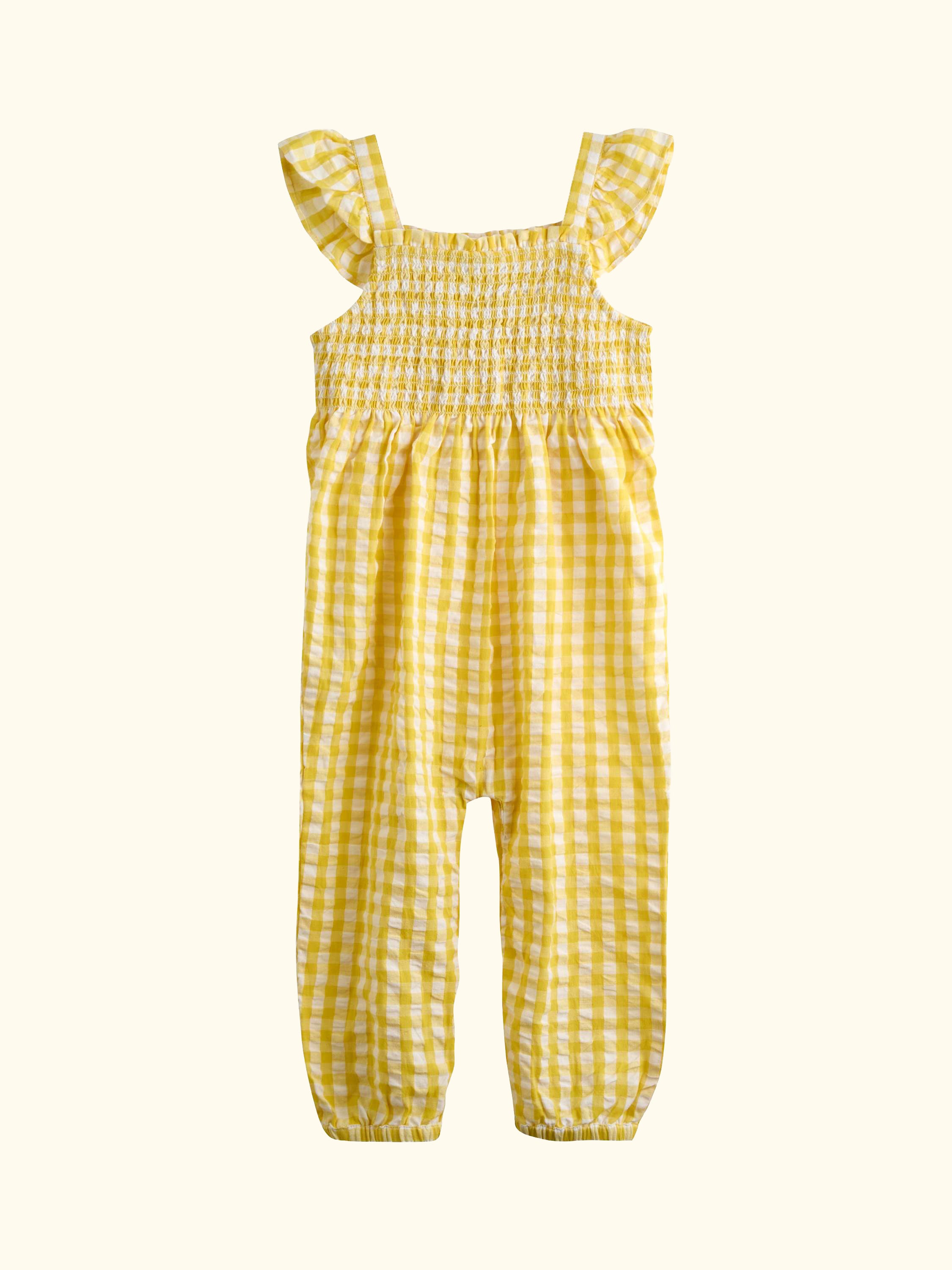 Baby Smocked Dungarees, T-Shirt & Headband Set, Light Yellow