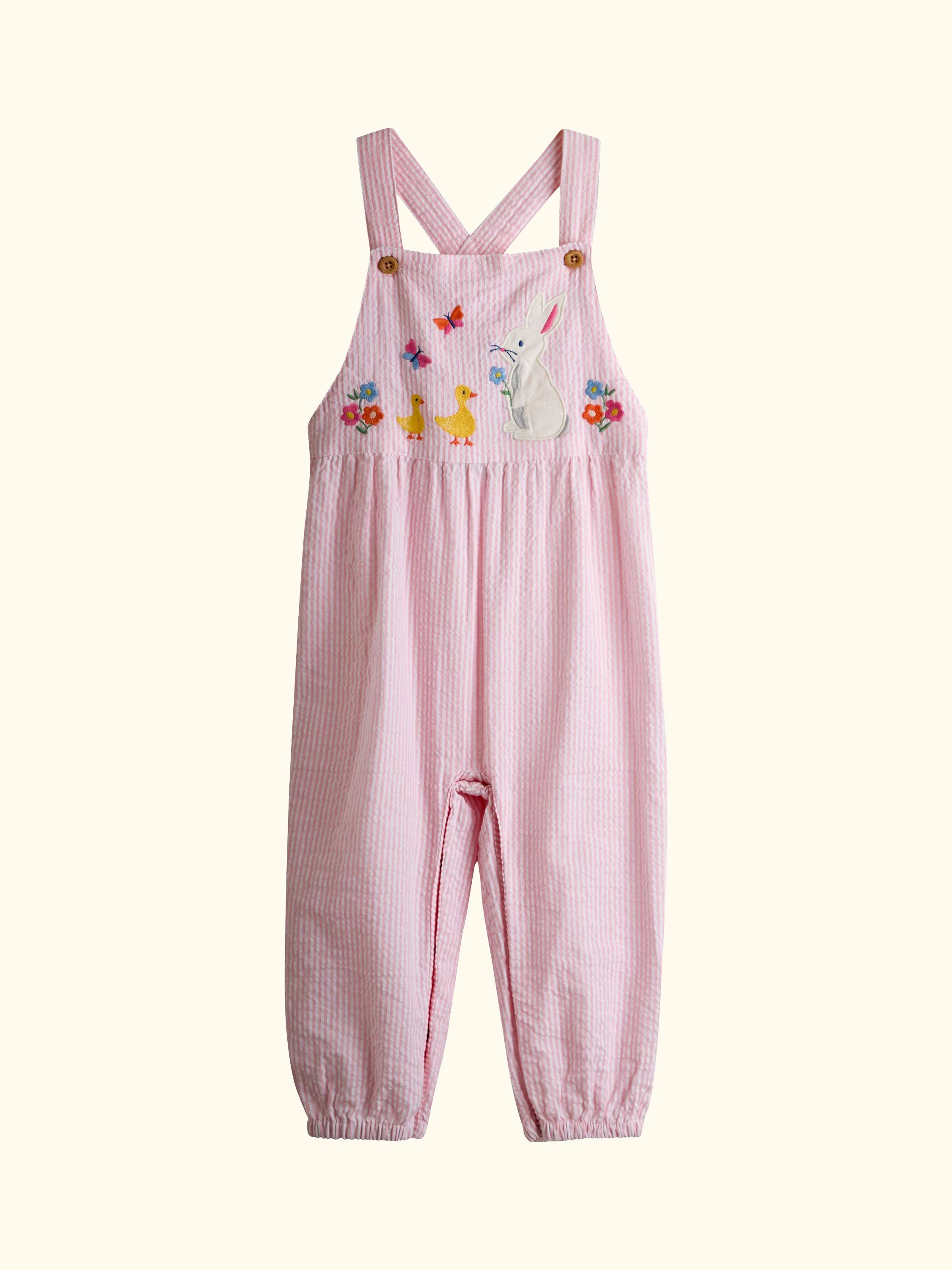Baby Embroidered Dungarees and Body Set, Light Pink