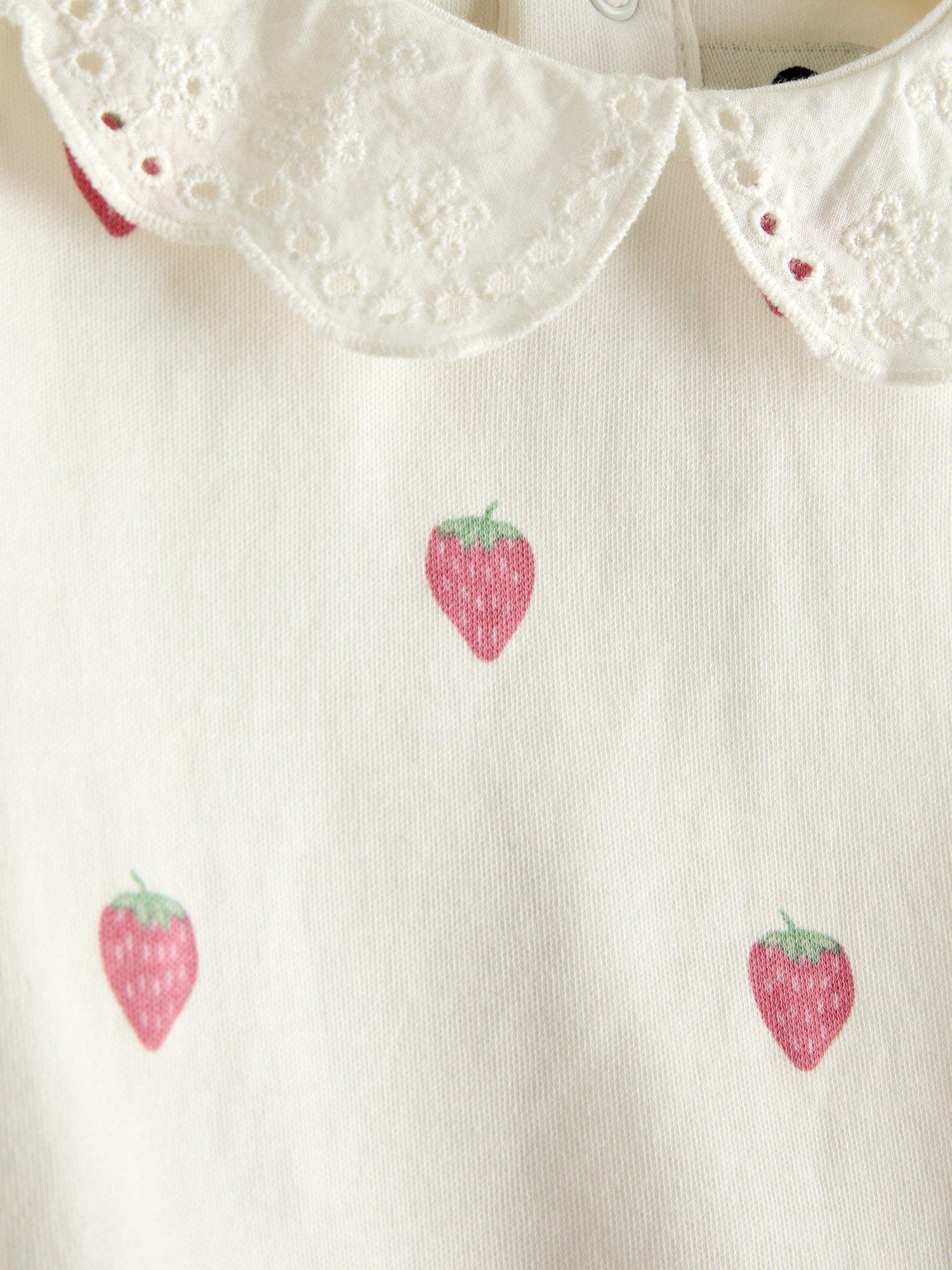 Baby Strawberry Bodysuit and Dungarees Set, Pink