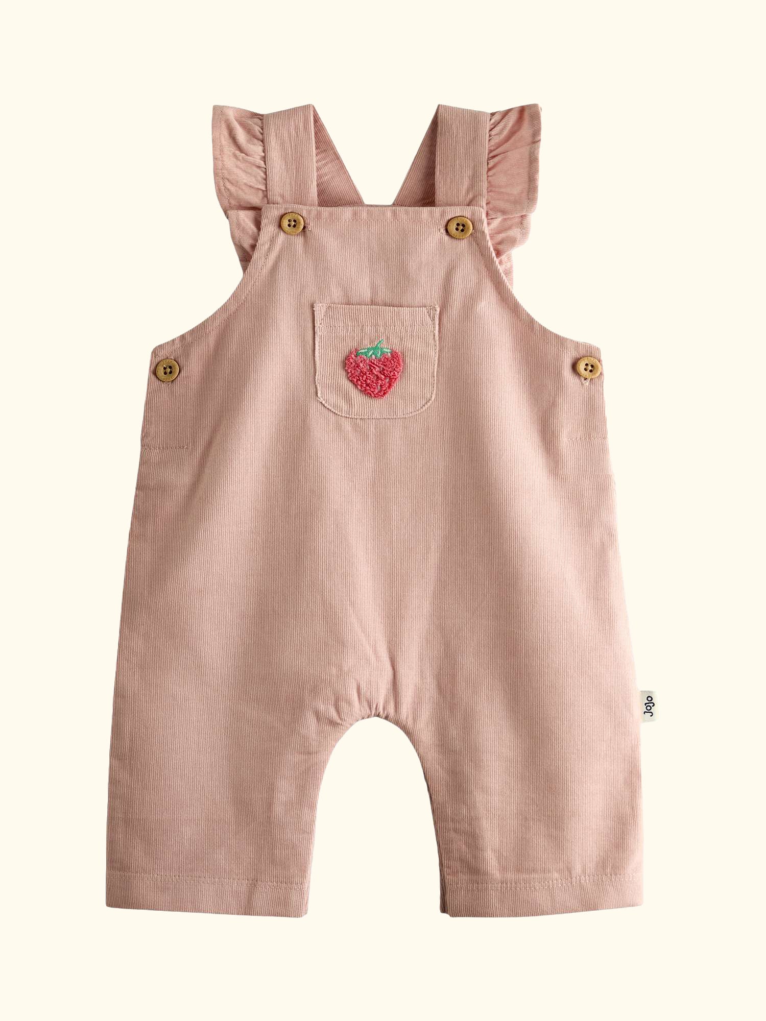 Baby Strawberry Bodysuit and Dungarees Set, Pink