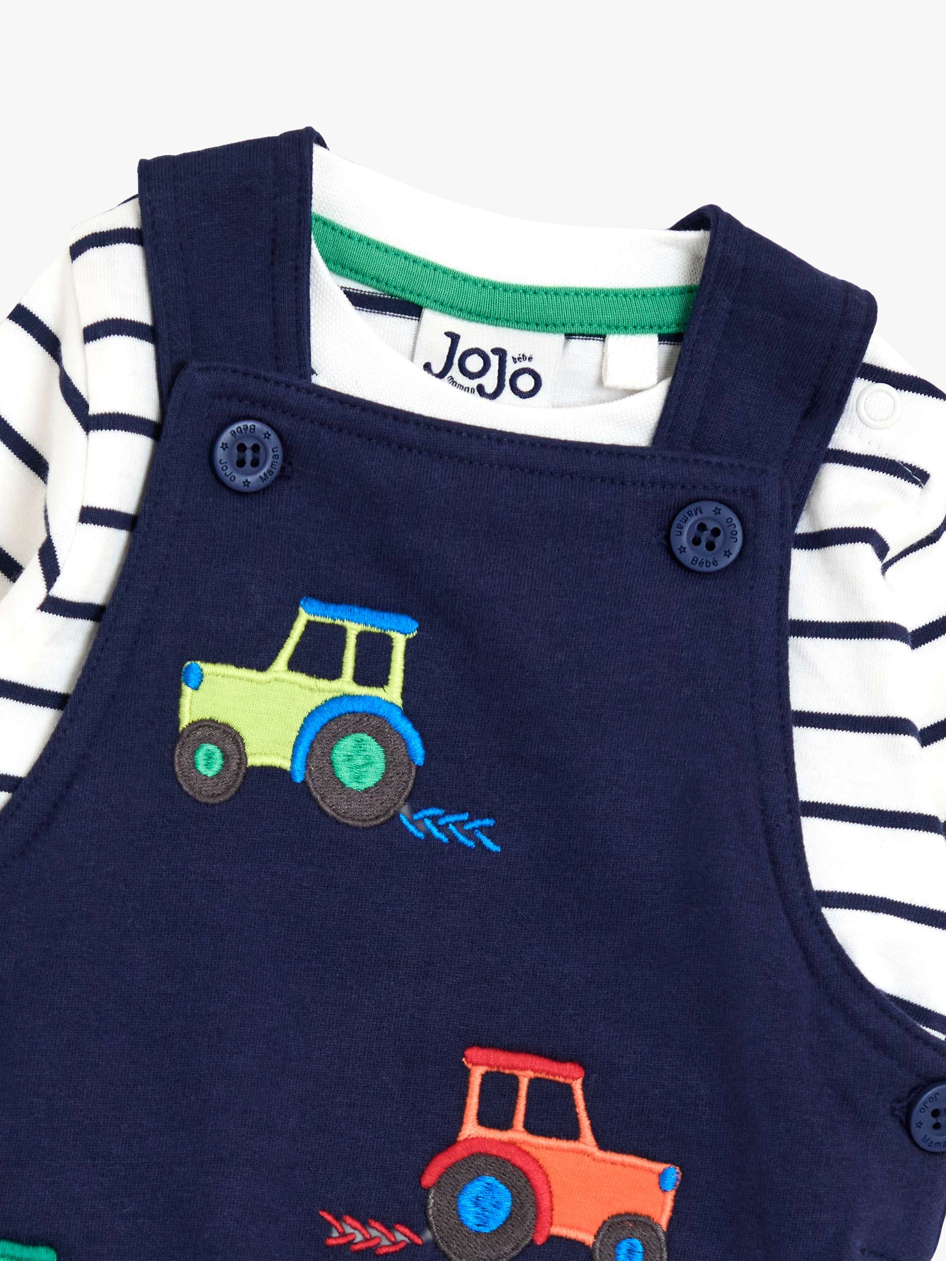 Baby Appliqué Dungarees and Stripe Top Set, Navy