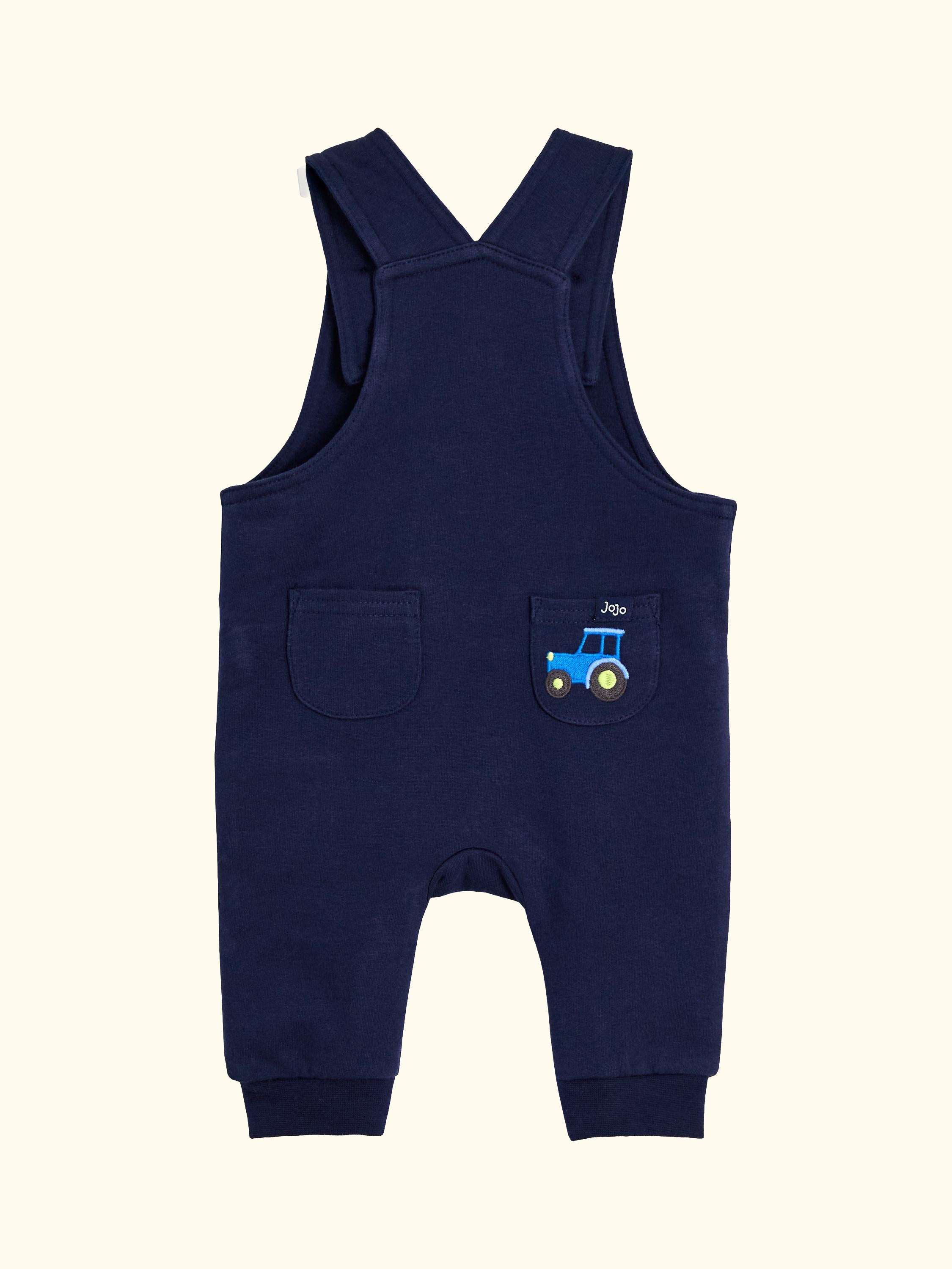 Baby Appliqué Dungarees and Stripe Top Set, Navy
