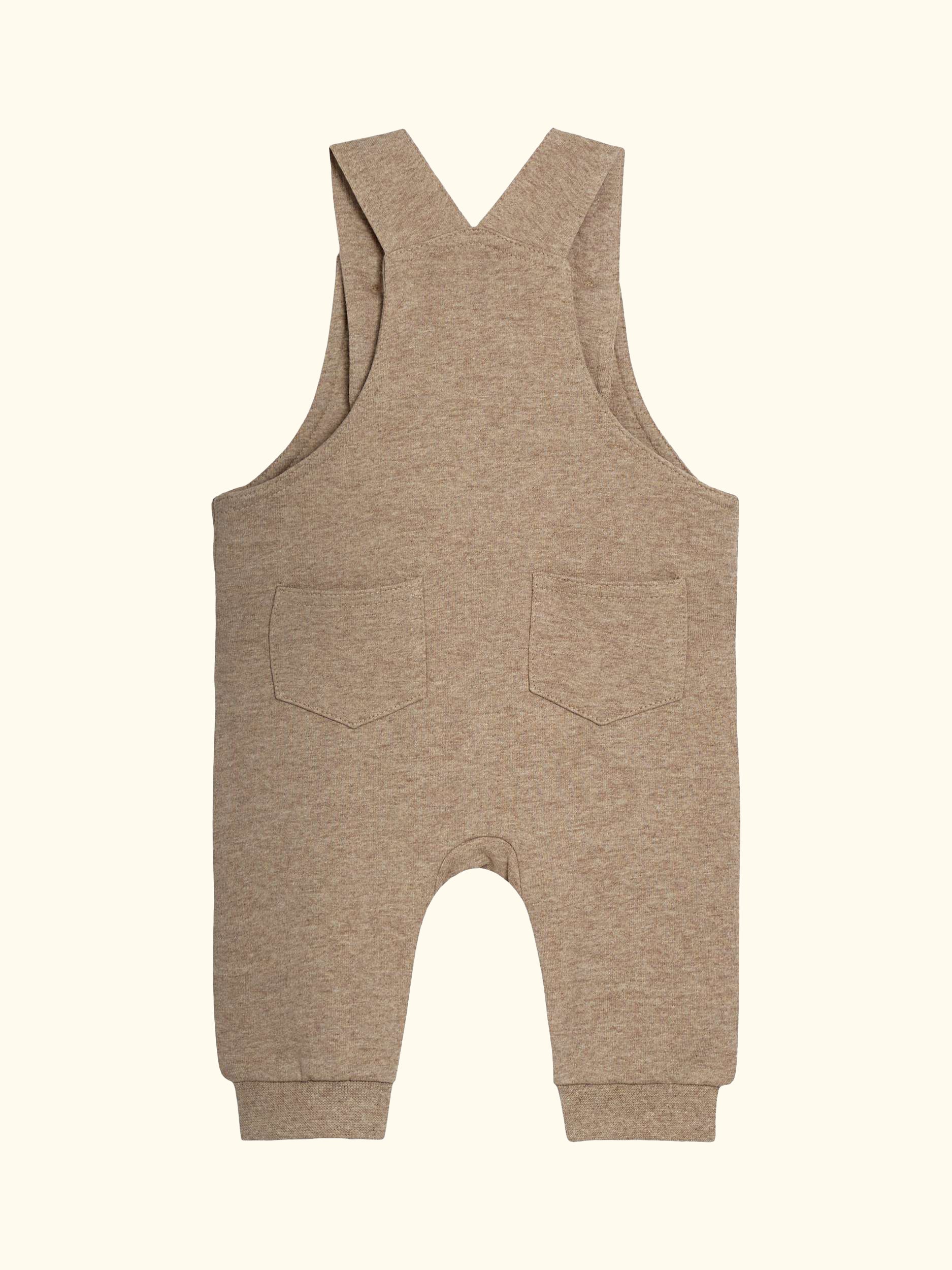 Baby Appliqué Dungarees and Stripe Top Set, Light Brown