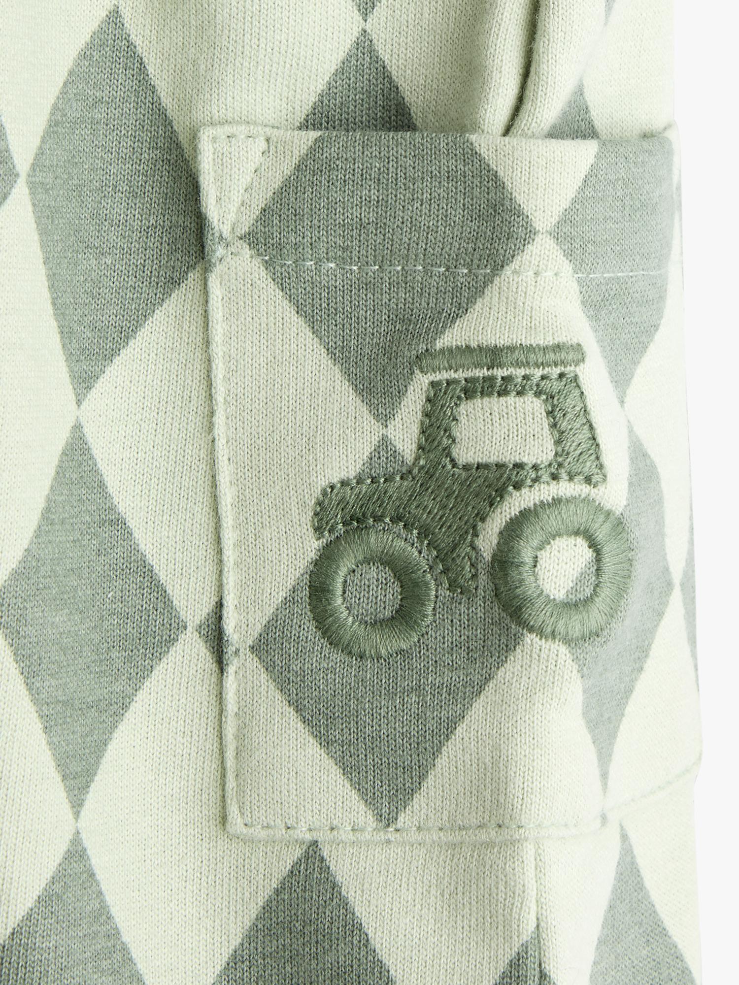 Baby Harlequin Dungarees and T-Shirt Set, Mid Green