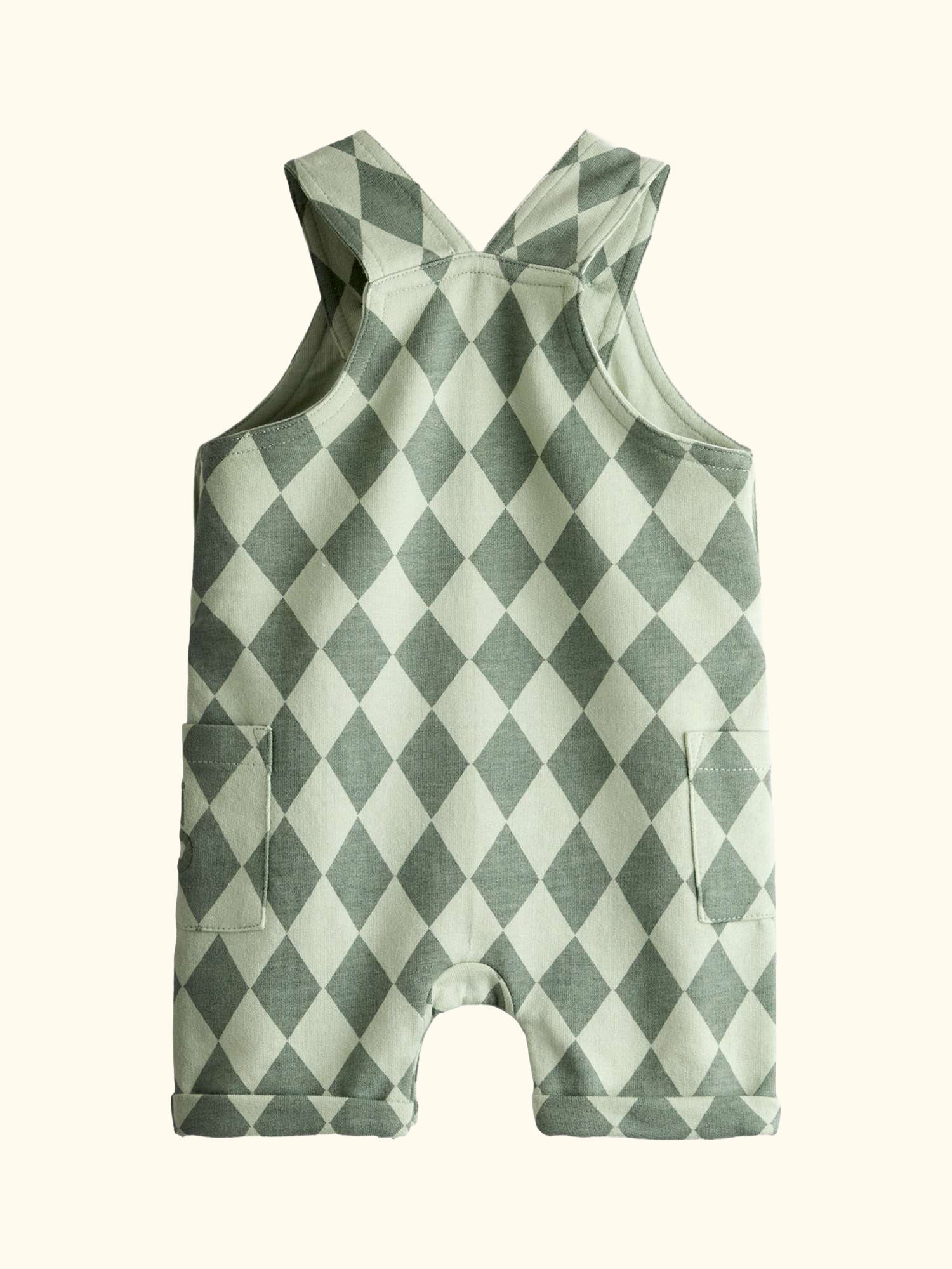 Baby Harlequin Dungarees and T-Shirt Set, Mid Green