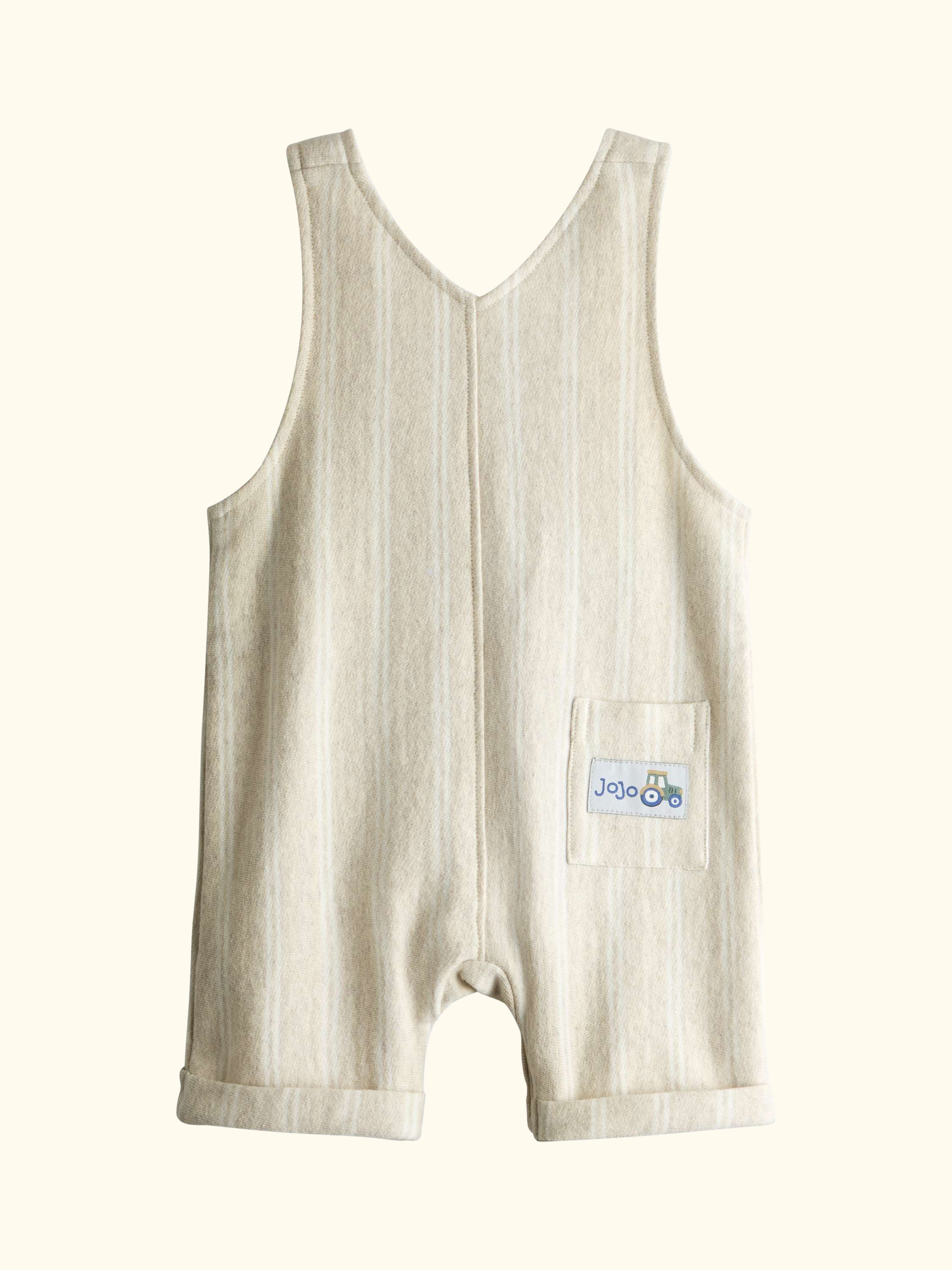 Baby Tractor Appliqué Dungarees and T-Shirt Set, Oatmeal Marl