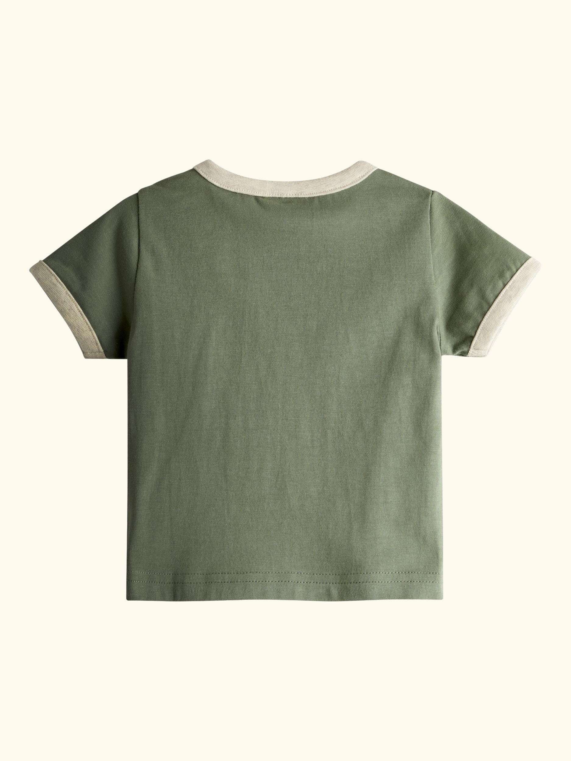 Baby Tractor Appliqué Dungarees and T-Shirt Set, Oatmeal Marl