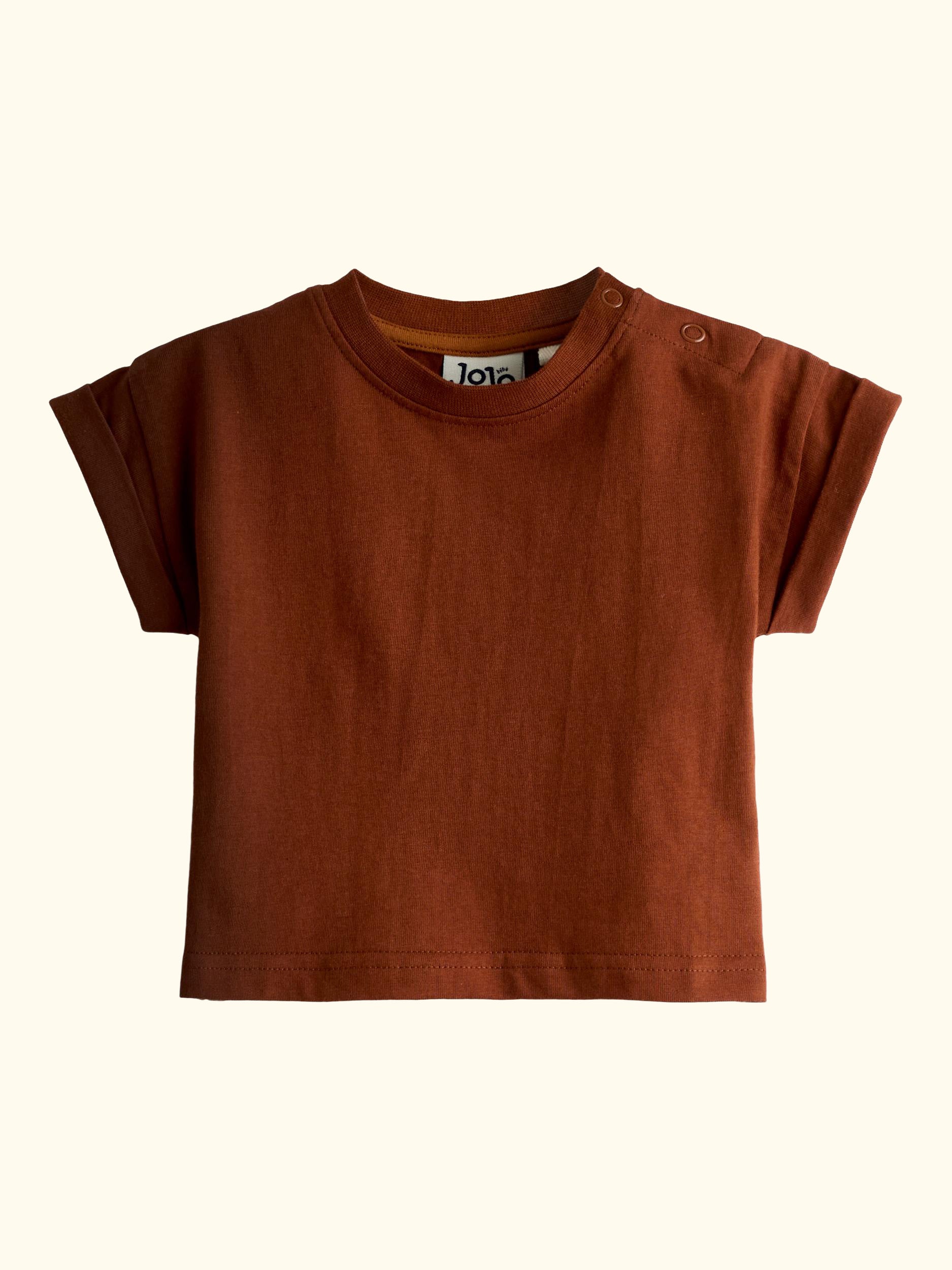 Baby Stripe Appliqué Dunagree and T-Shirt Set, Rust Orange