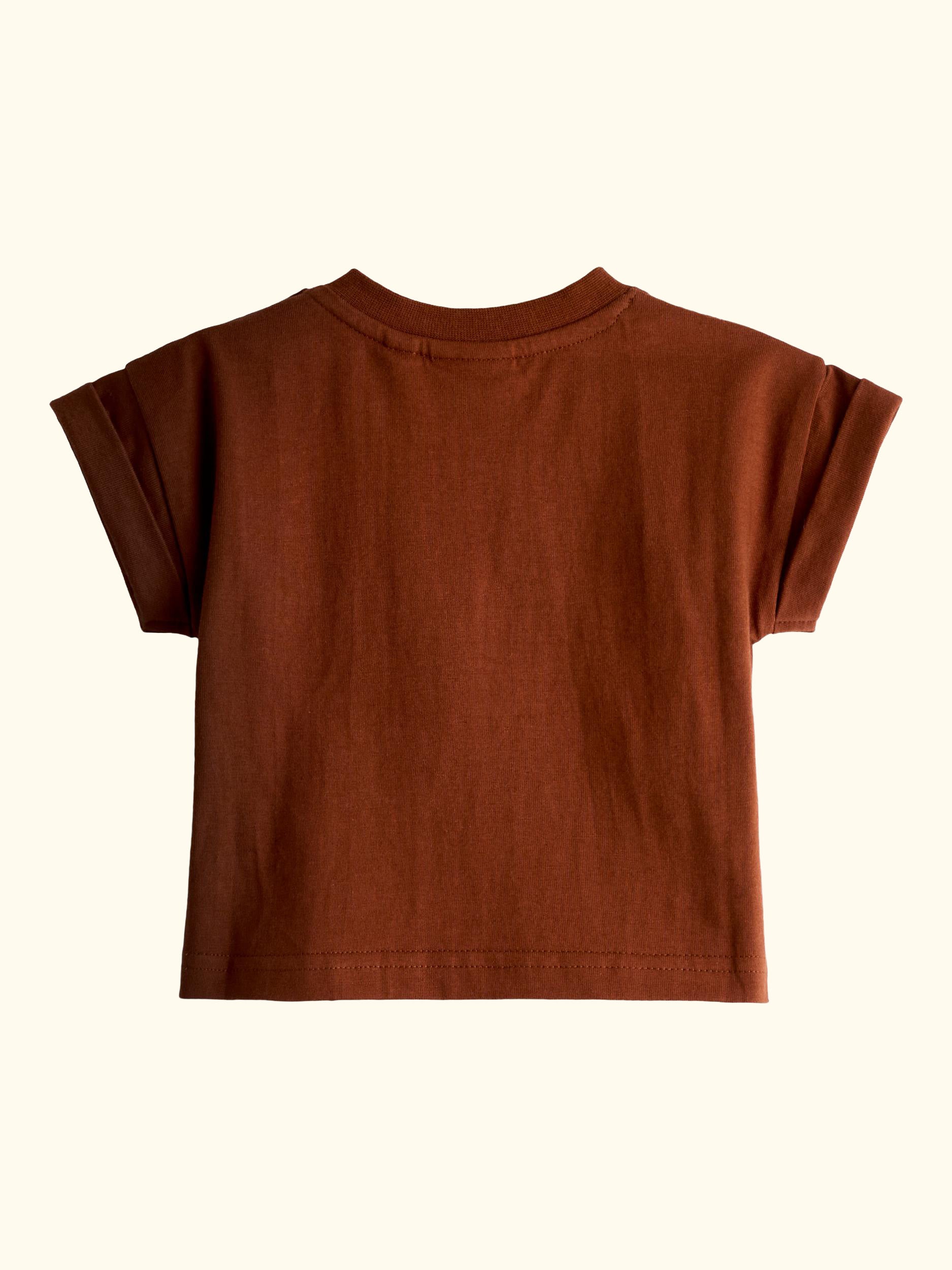 Baby Stripe Appliqué Dunagree and T-Shirt Set, Rust Orange