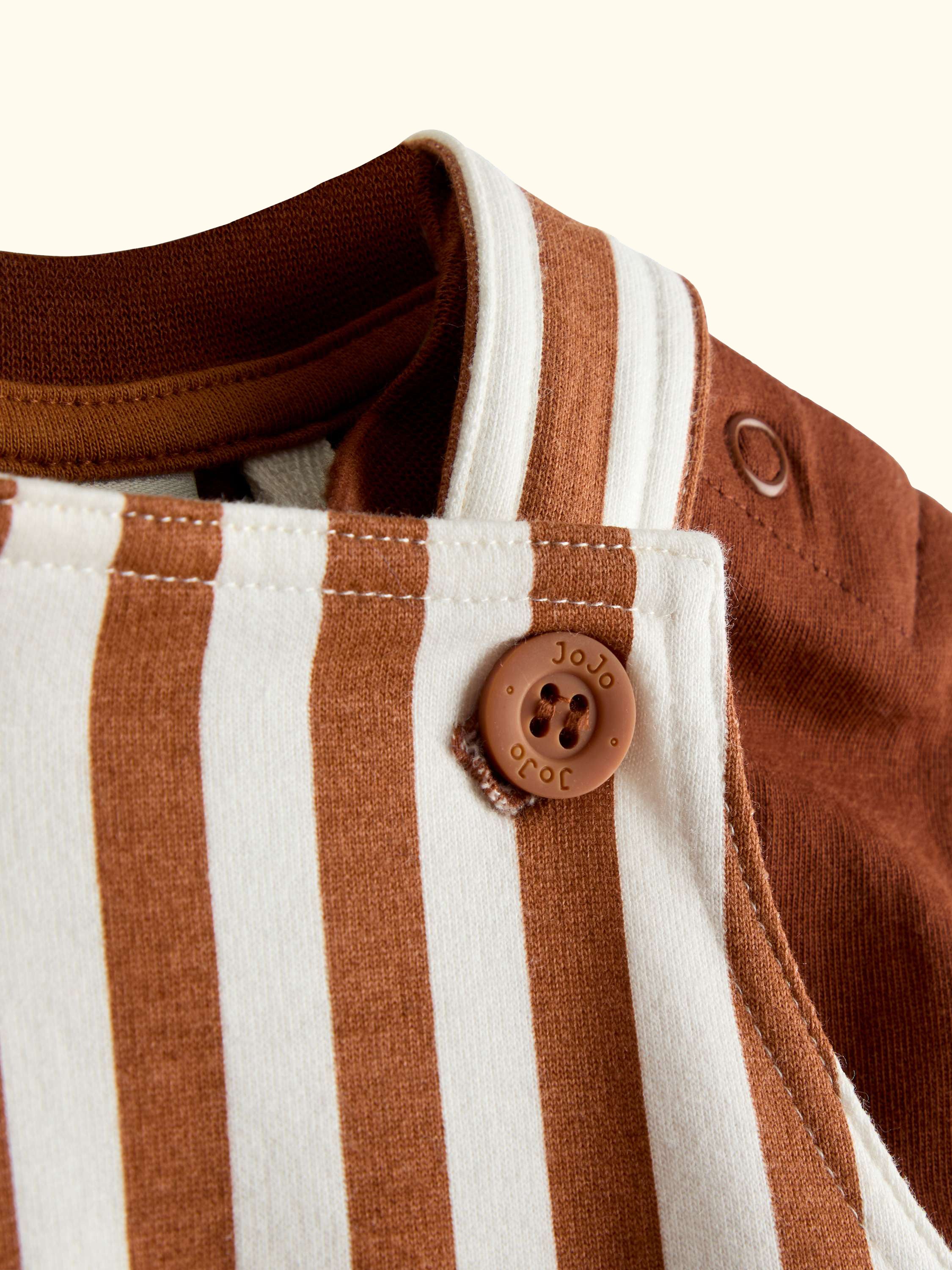 Baby Stripe Appliqué Dunagree and T-Shirt Set, Rust Orange