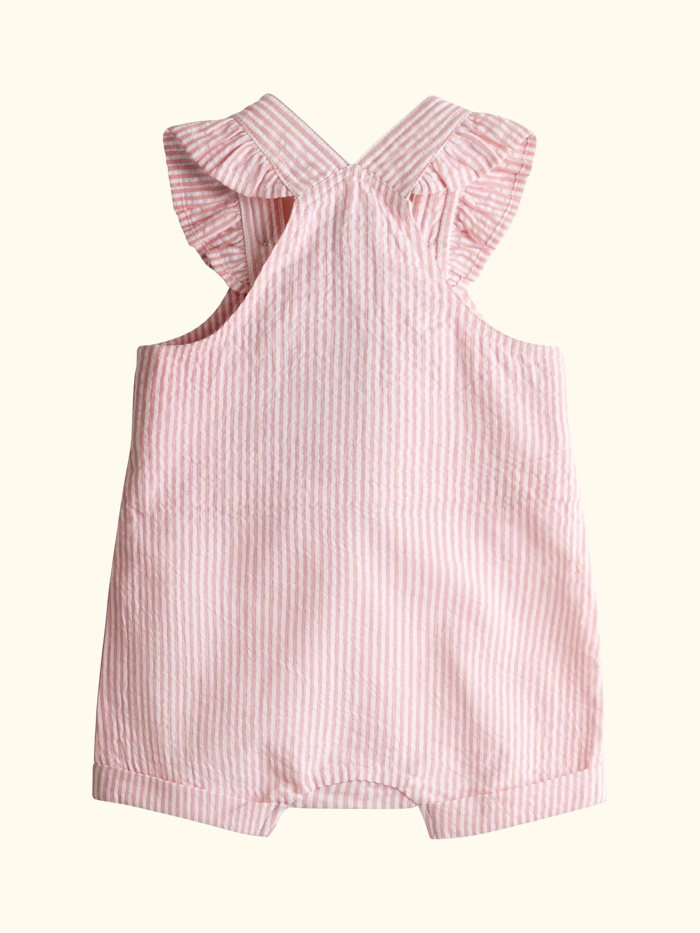 Baby Seersucker Stripe Dungarees & T-Shirt Set, Light Pink