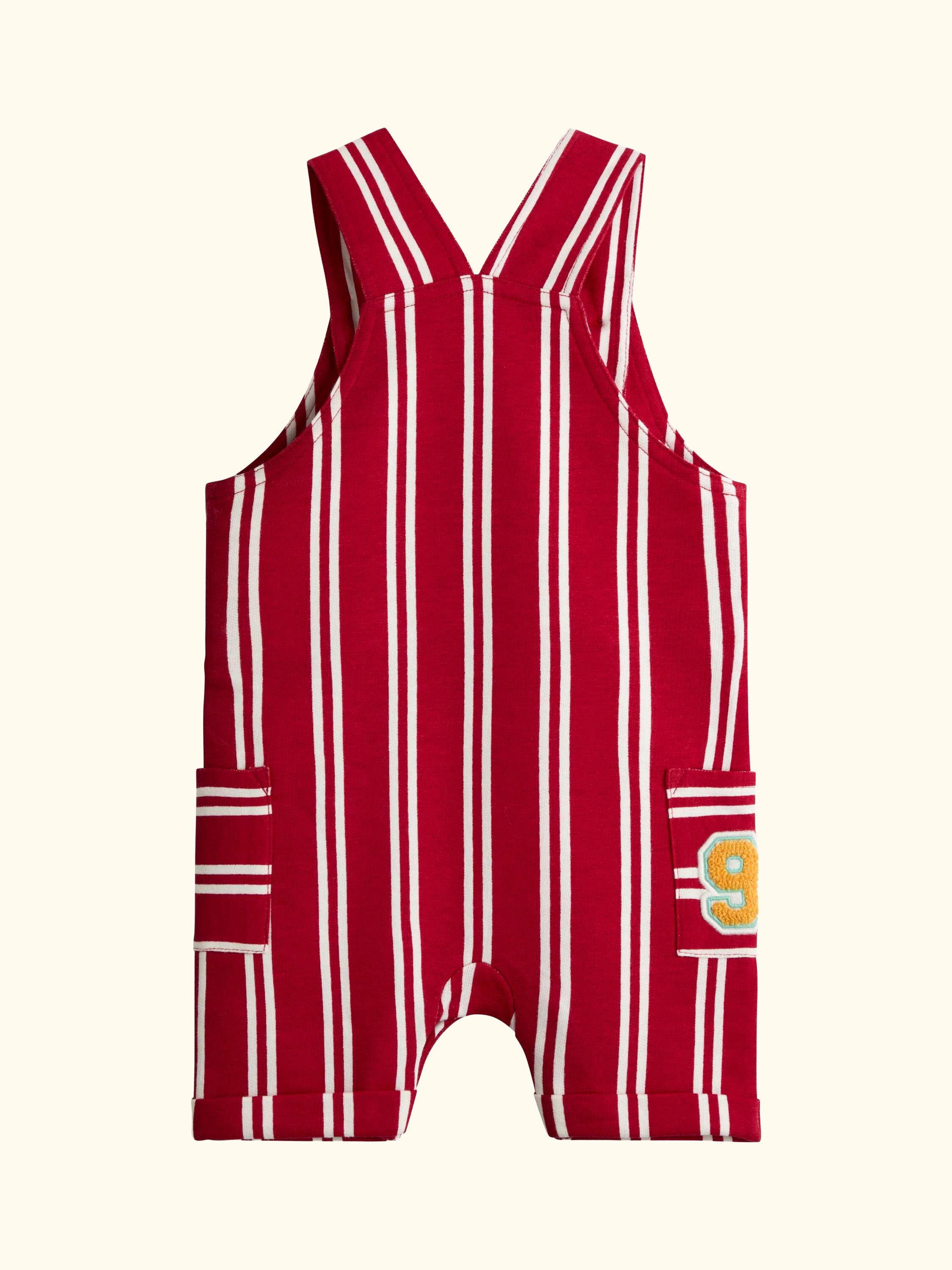 Baby Stripe Dungarees and T-Shirt Set, Bright Red