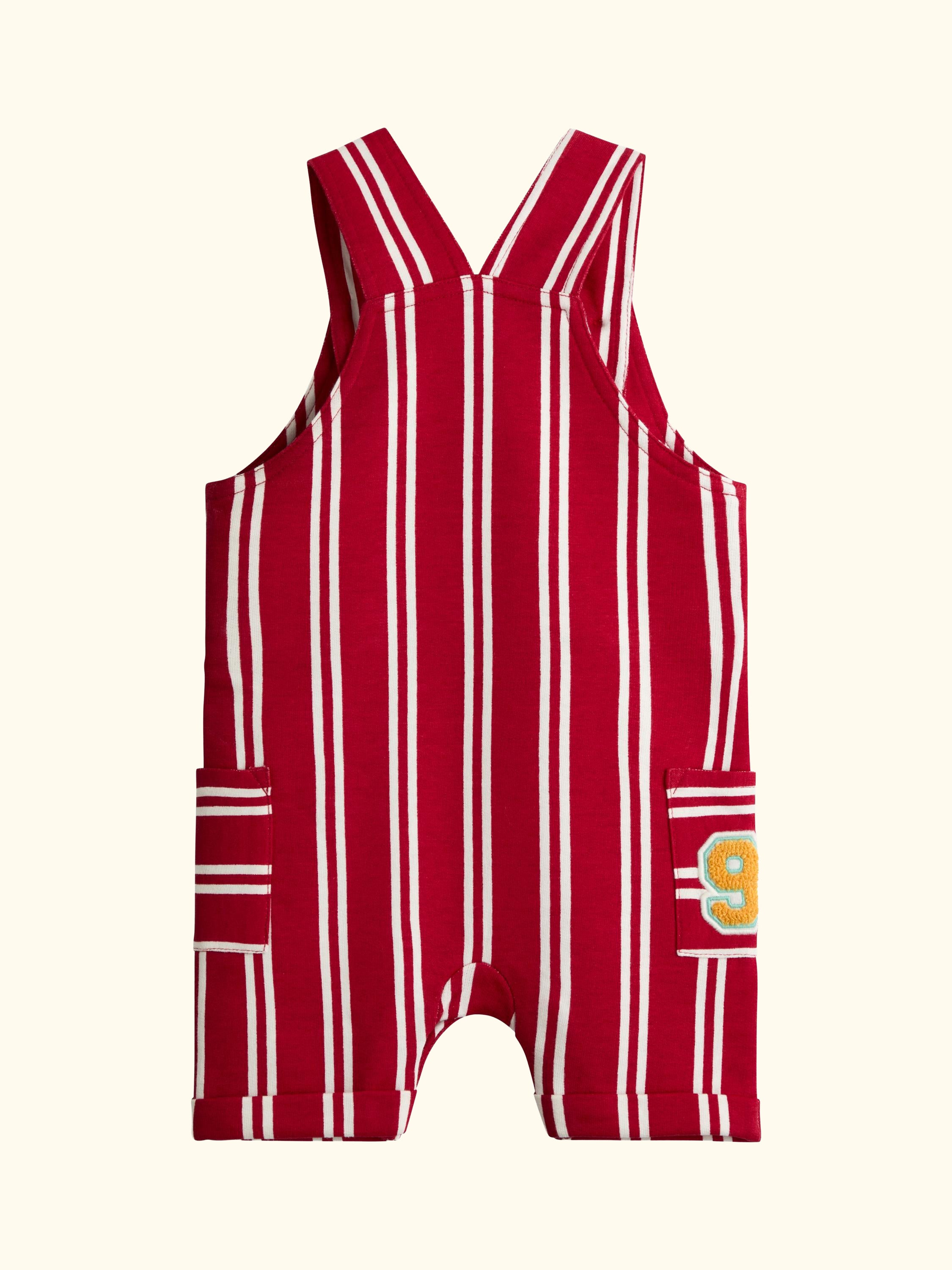Baby Stripe Dungarees and T-Shirt Set, Bright Red