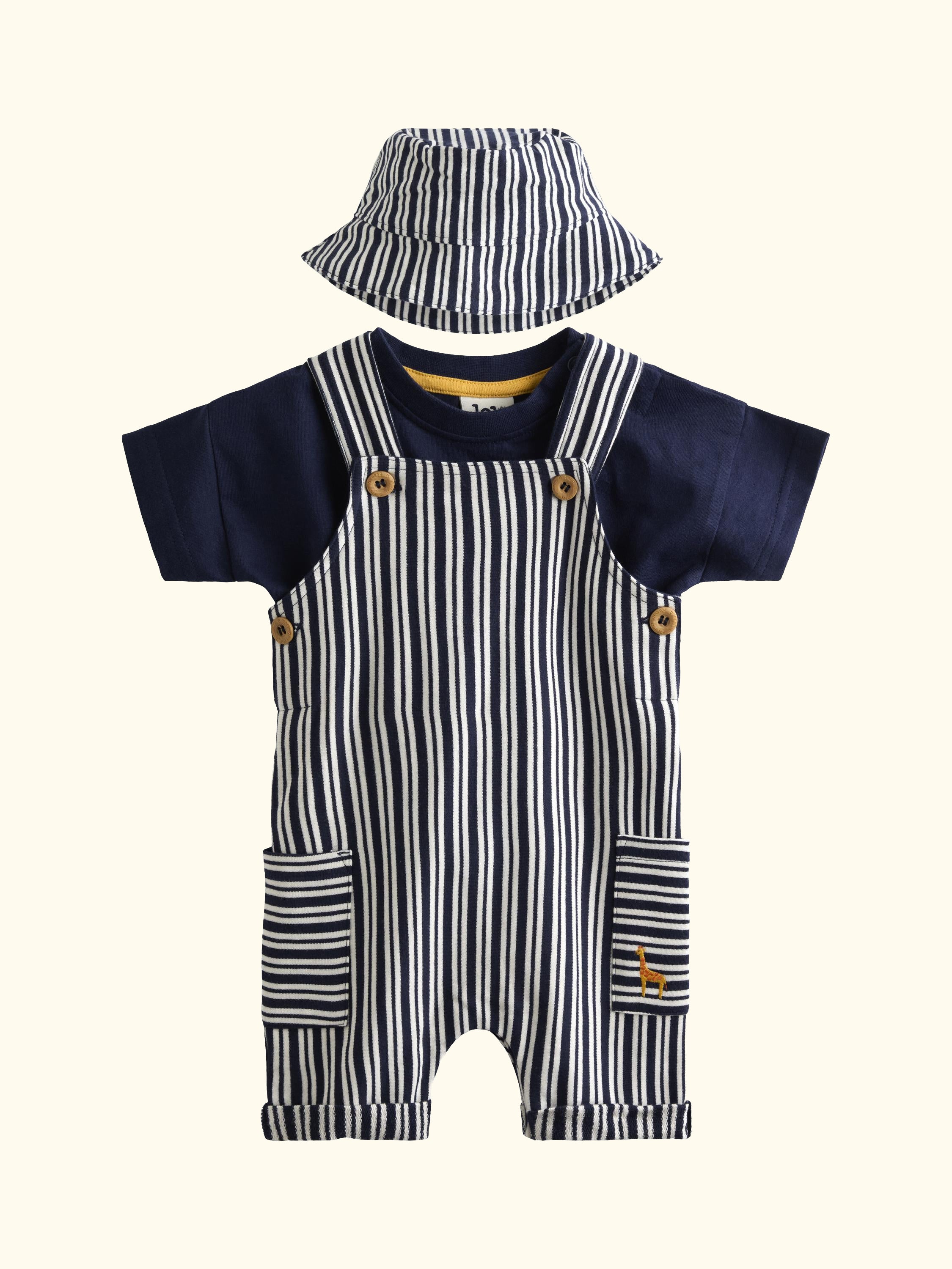 Baby Dungarees and T-Shirt Set, Navy Blue