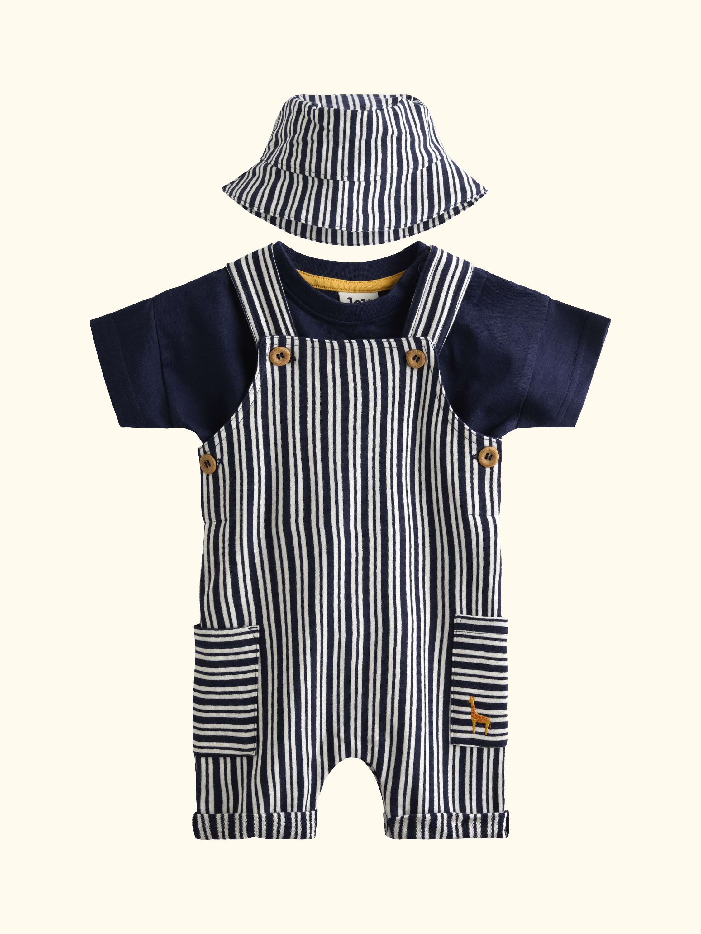 Baby Dungarees and T-Shirt Set, Navy Blue
