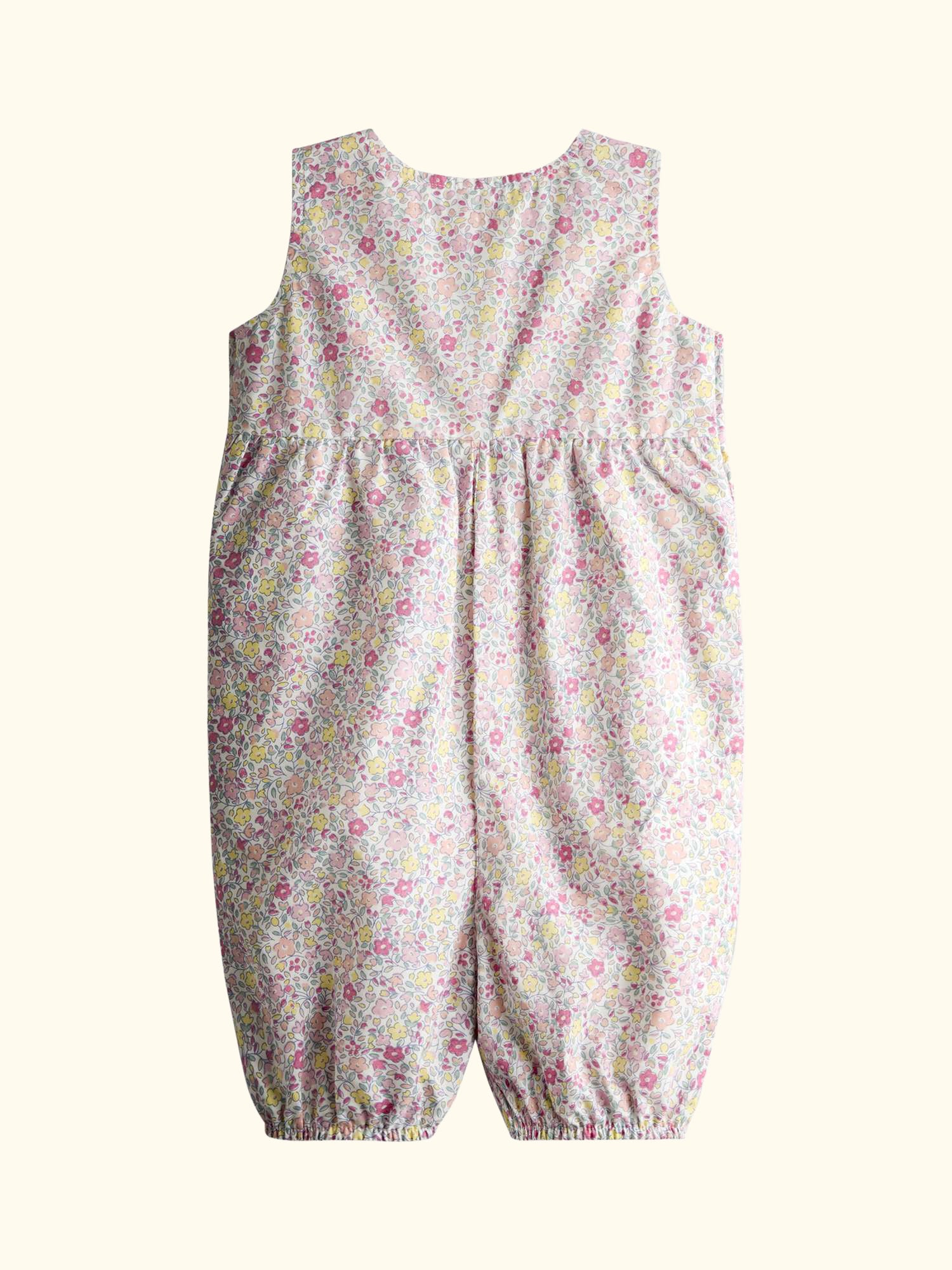 Baby Appliqué Pocket Disty Floral Dungarees, Mid Pink