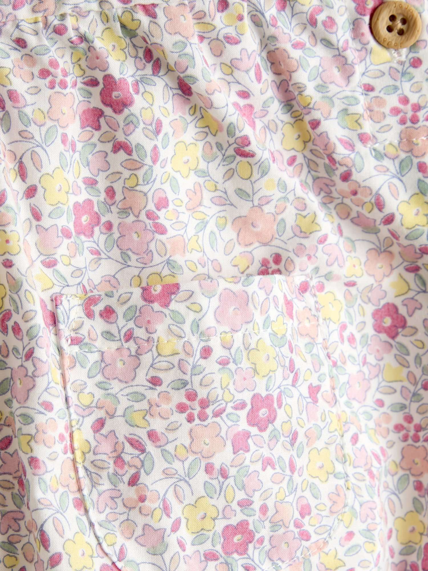 Baby Appliqué Pocket Disty Floral Dungarees, Mid Pink