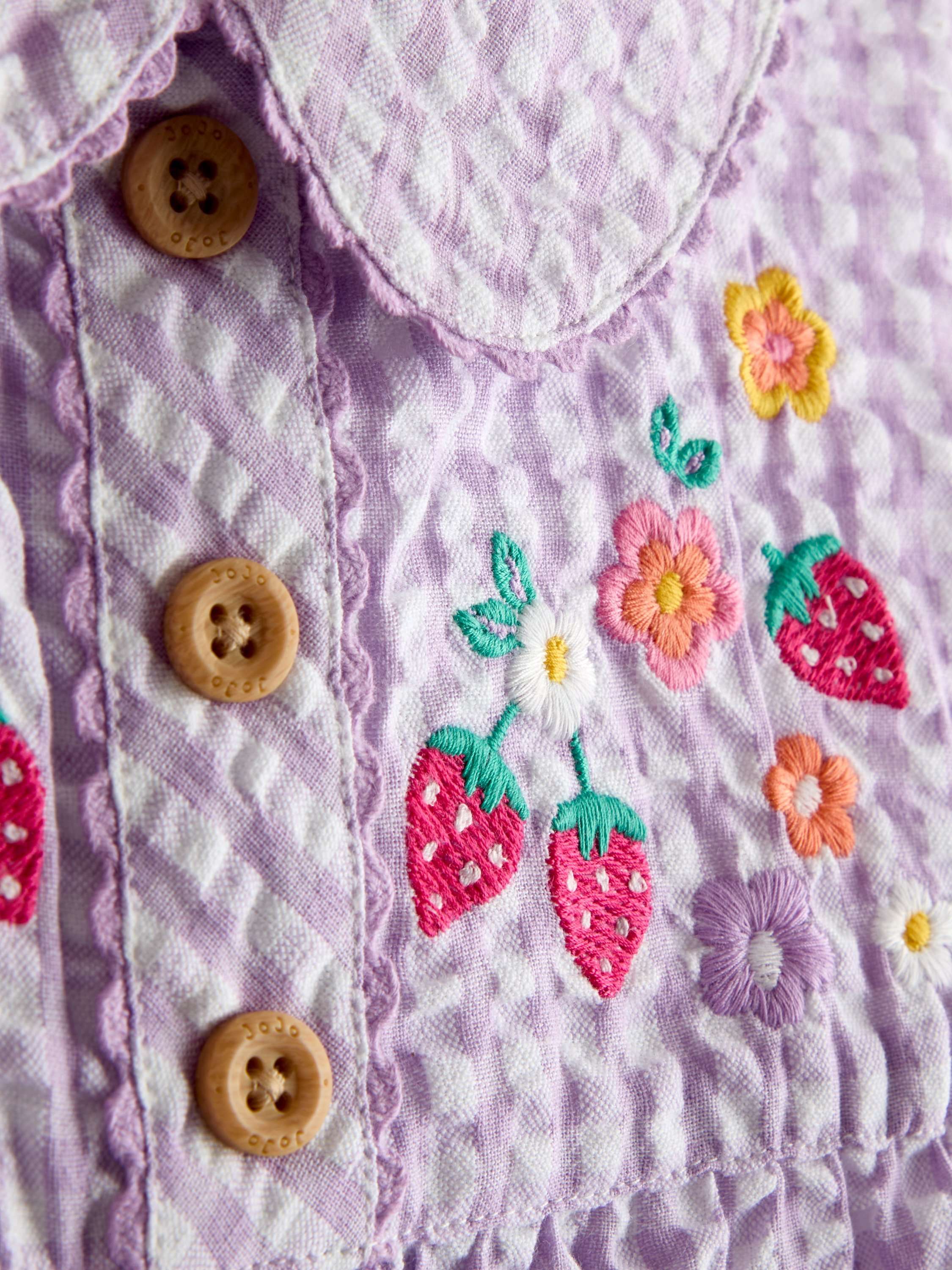 Baby Floral Embroidered Collar Dungarees, Lilac