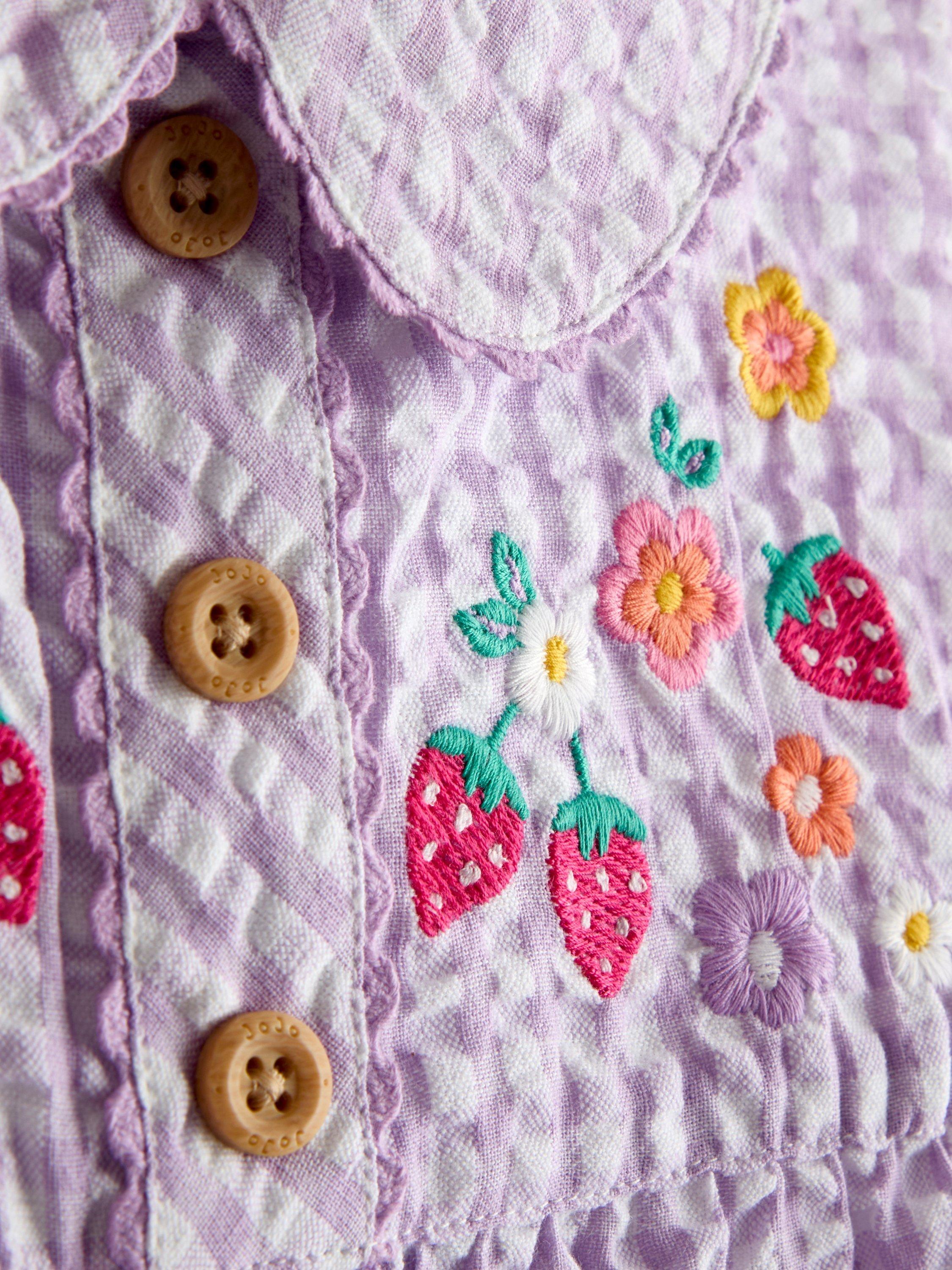 Baby Floral Embroidered Collar Dungarees, Lilac