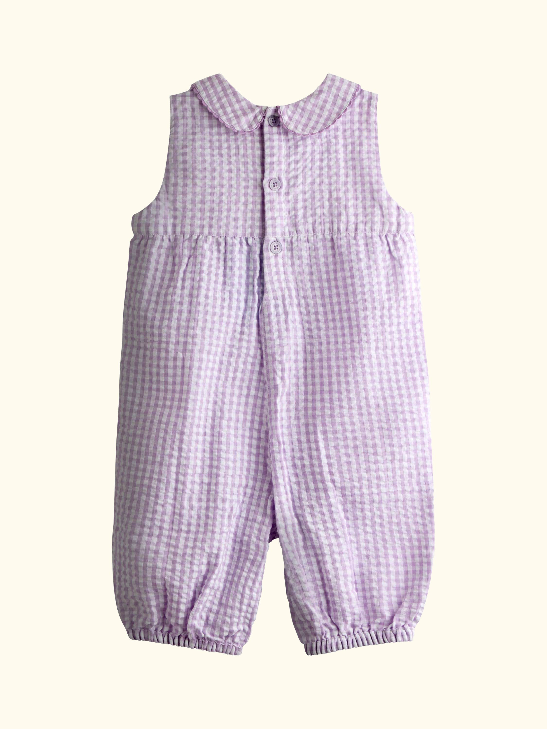 Baby Floral Embroidered Collar Dungarees, Lilac