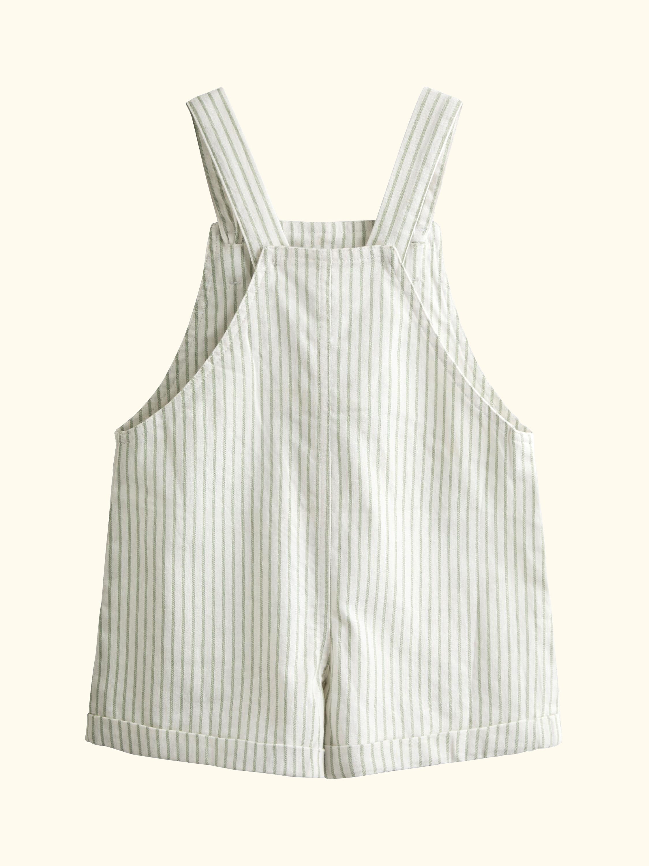 Kids' Embroidered Stripe Dungarees, Light Green