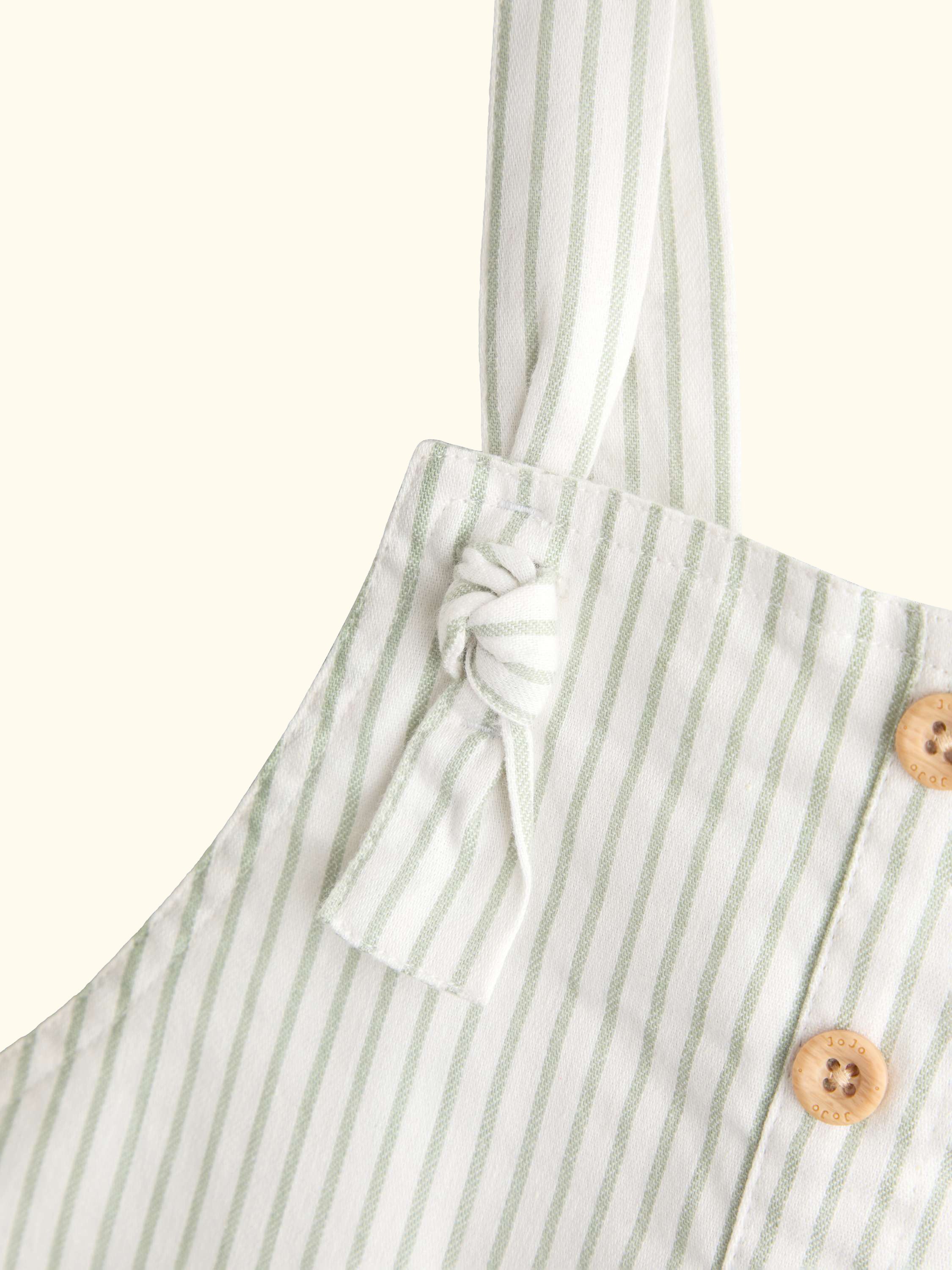 Kids' Embroidered Stripe Dungarees, Light Green