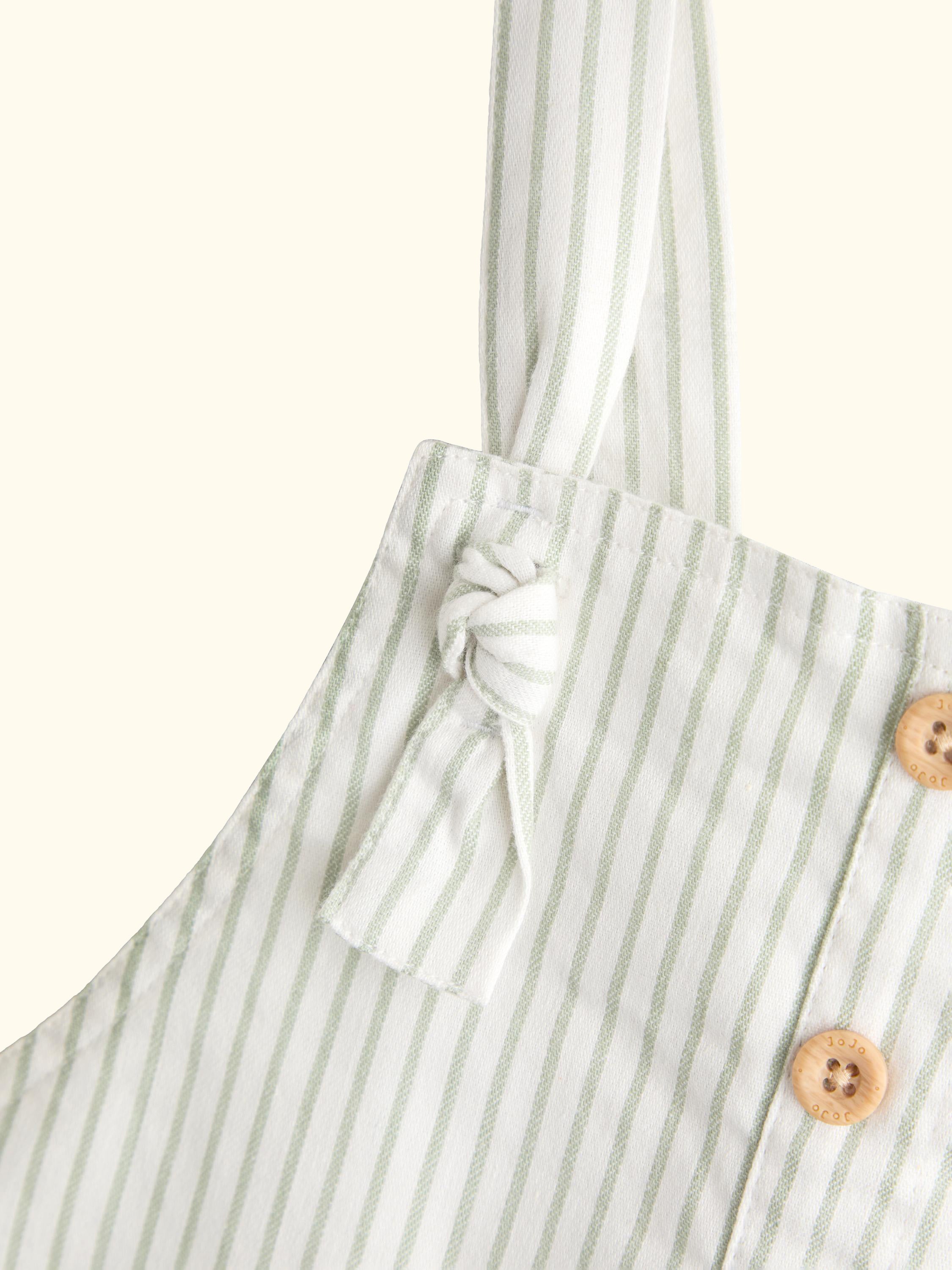 Kids' Embroidered Stripe Dungarees, Light Green