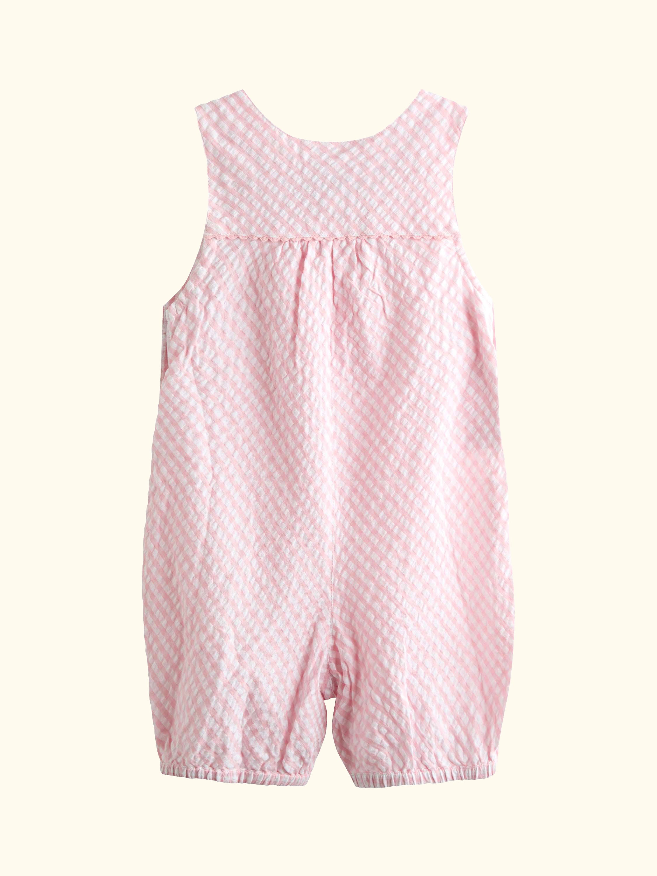 Baby Embroidered Gingham Dungarees, Light Pink